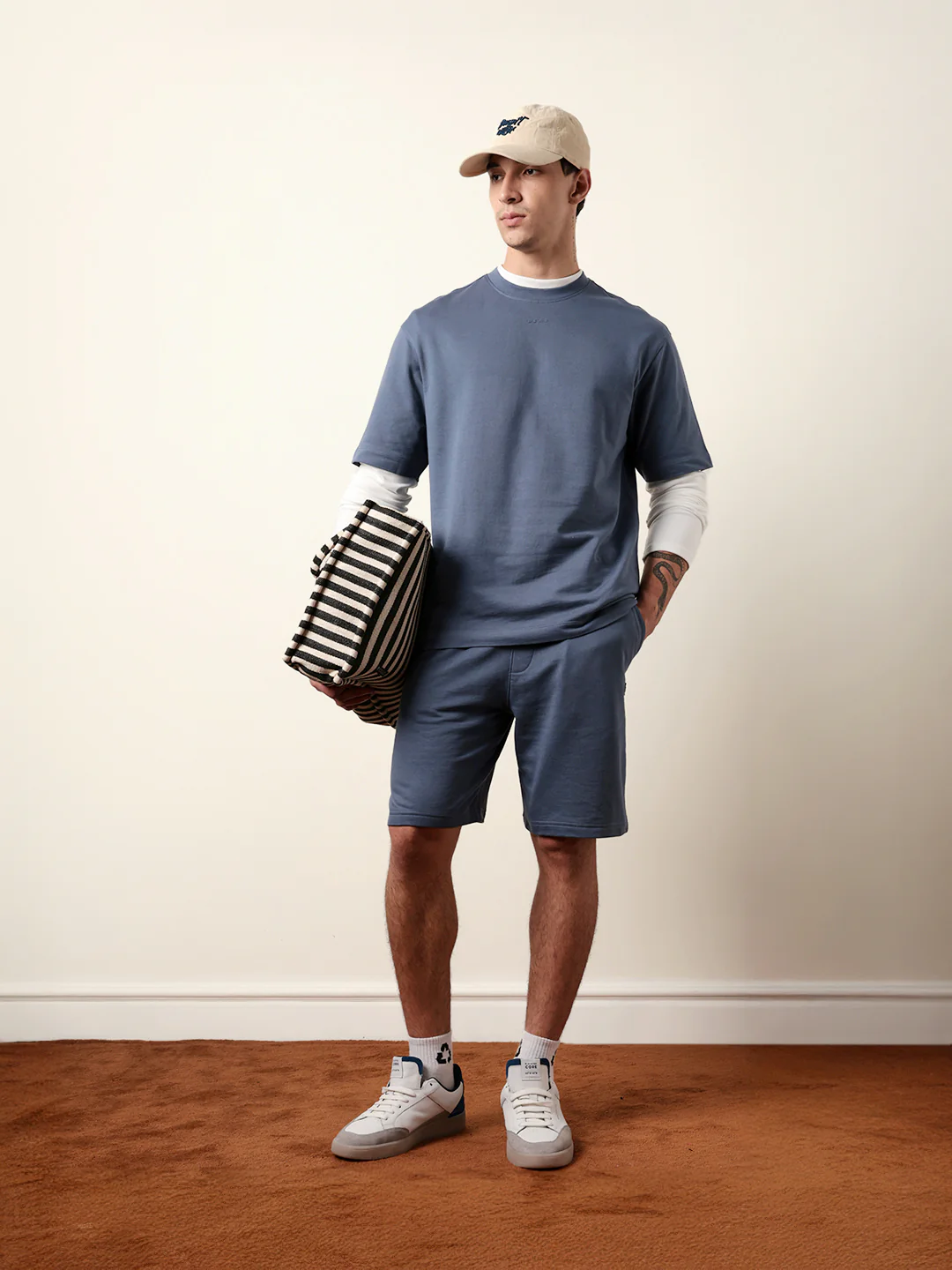 Men Blue Half Sleeve Oversize T-Shirt - Image 2