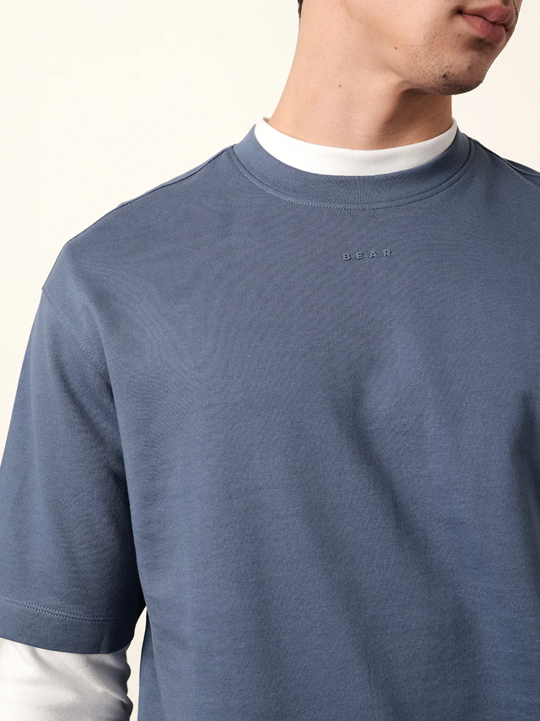 Men Blue Half Sleeve Oversize T-Shirt - Image 6