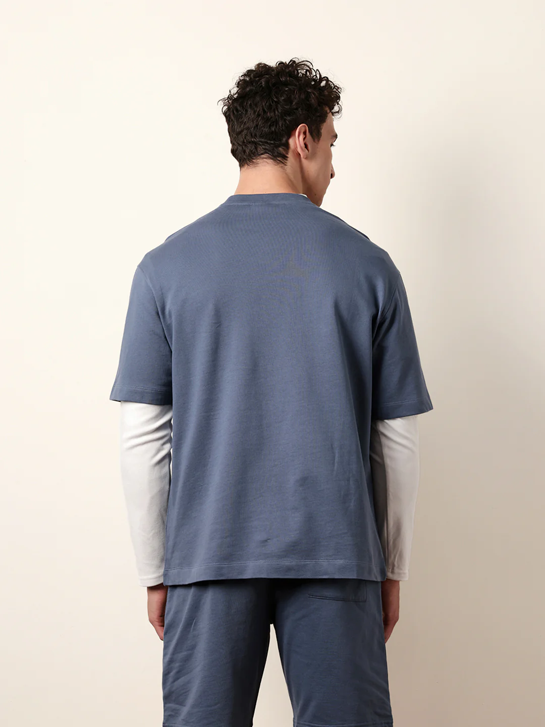 Men Blue Half Sleeve Oversize T-Shirt - Image 7