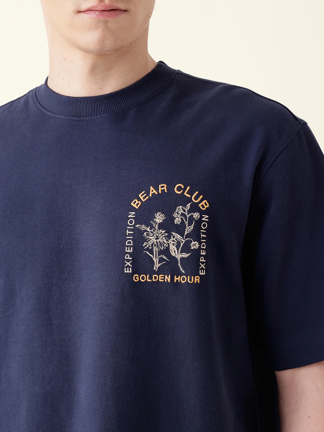 Men Blue Half Sleeve Oversize T-Shirt - Image 7