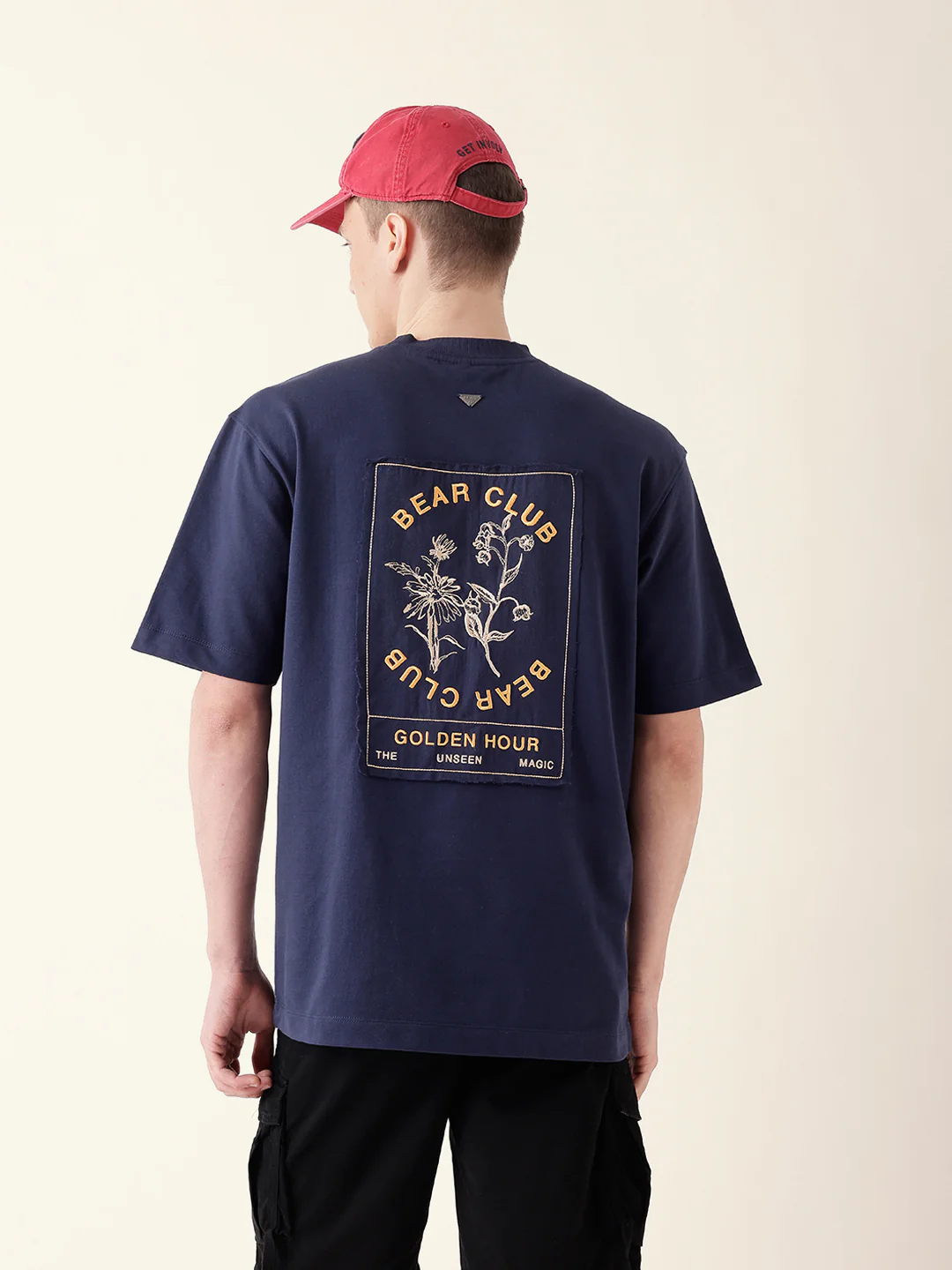 Men Blue Half Sleeve Oversize T-Shirt - Image 8