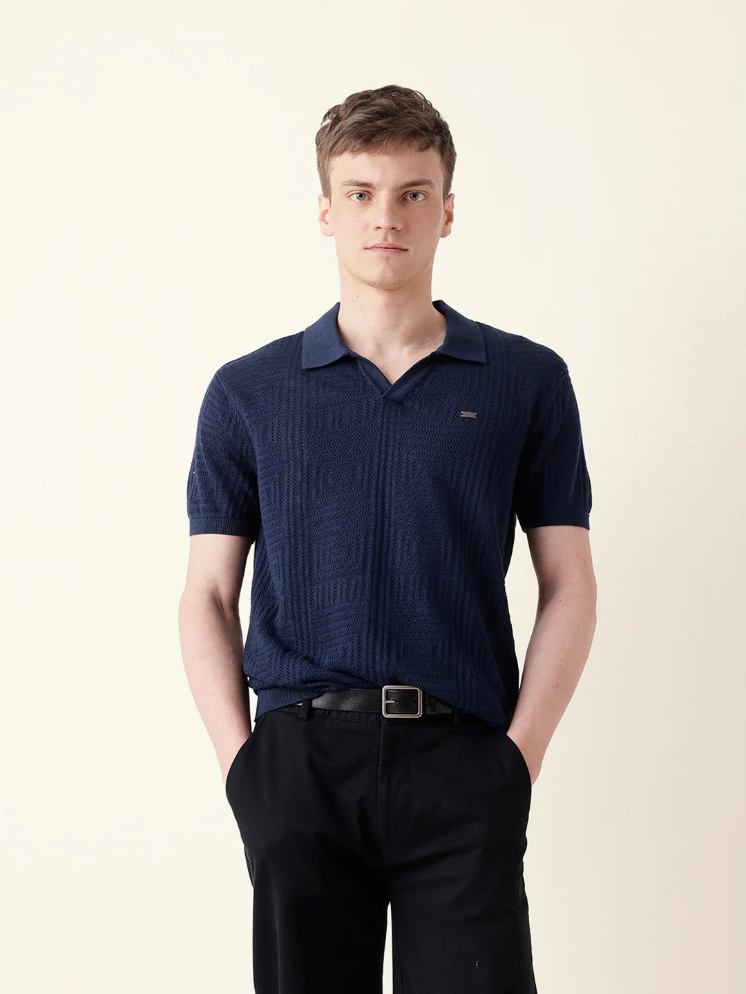 Men Blue Half Sleeve Polo T-Shirt - Image 3