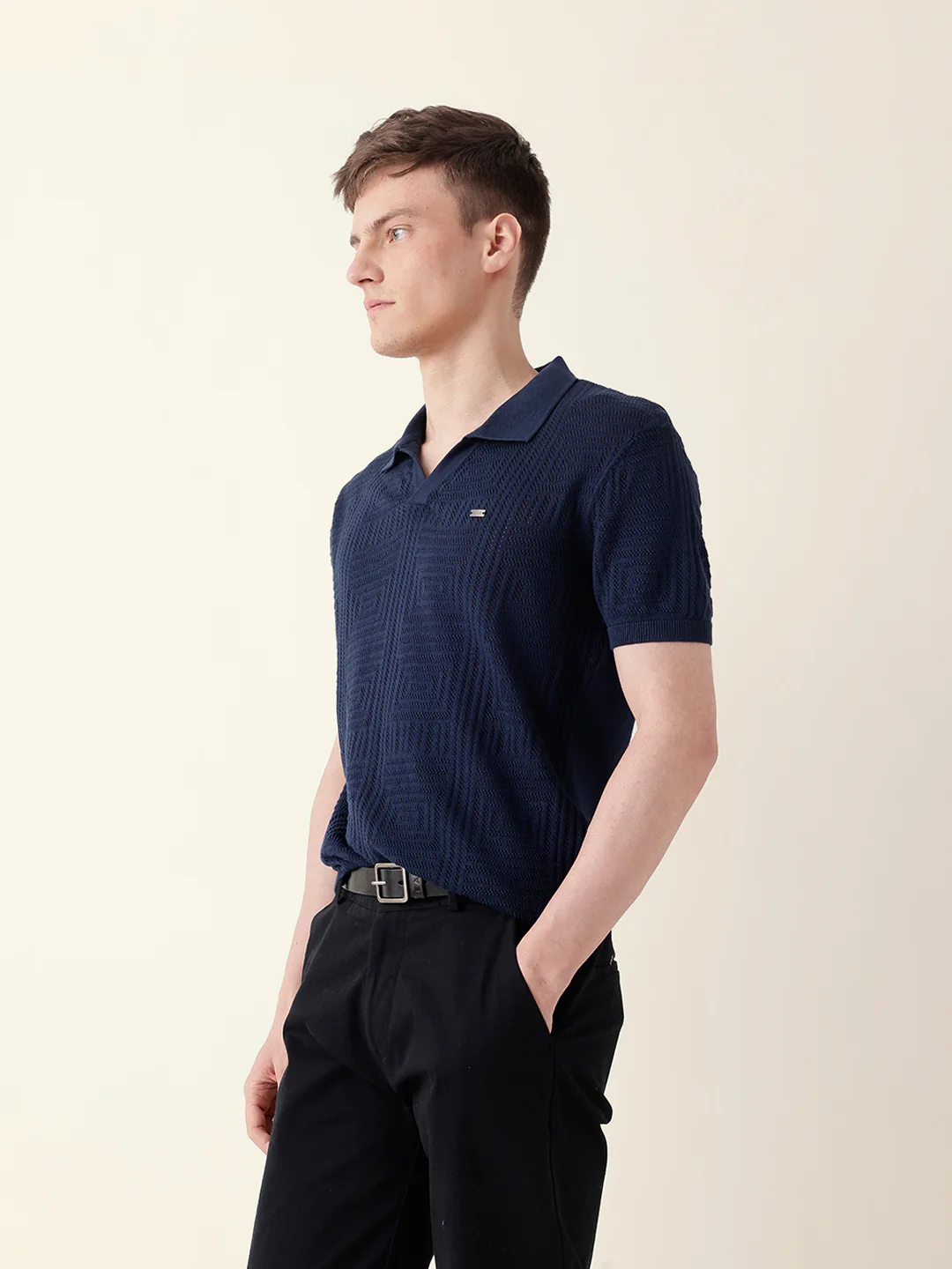 Men Blue Half Sleeve Polo T-Shirt - Image 4