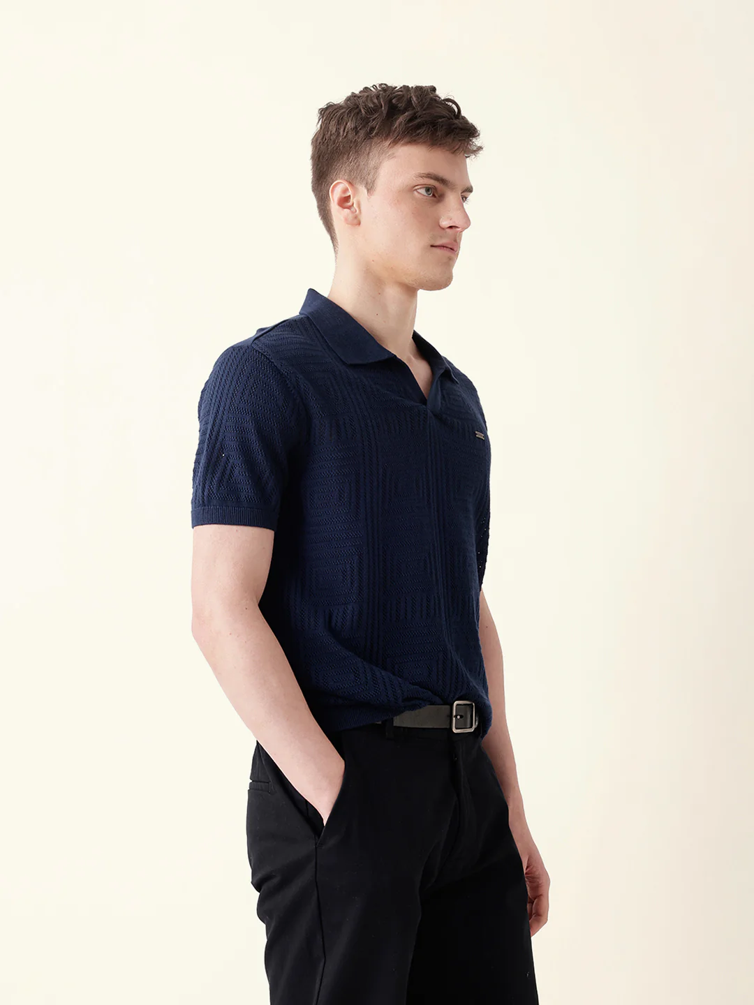 Men Blue Half Sleeve Polo T-Shirt - Image 5