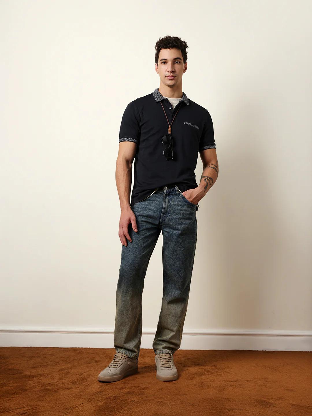 Men Blue Half Sleeve Polo T-Shirt - Image 2
