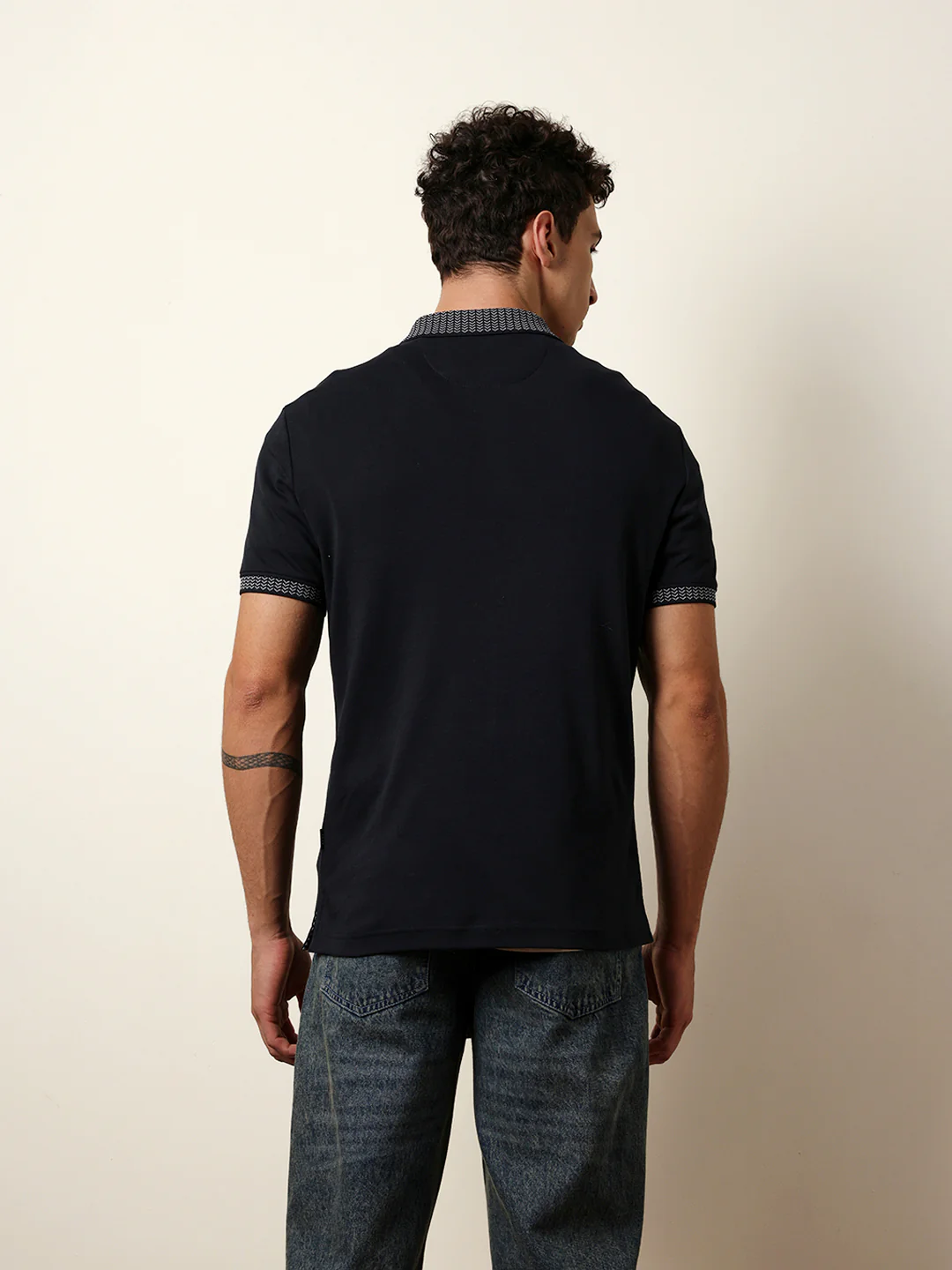 Men Blue Half Sleeve Polo T-Shirt - Image 7