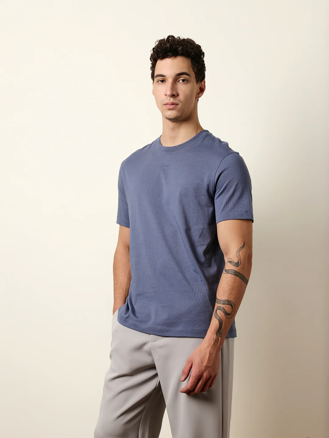 Men Blue Half Sleeve Regular T-Shirt - Image 4