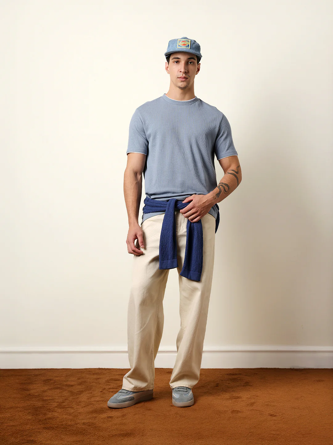 Men Blue Half Sleeve Regular T-Shirt - Image 2
