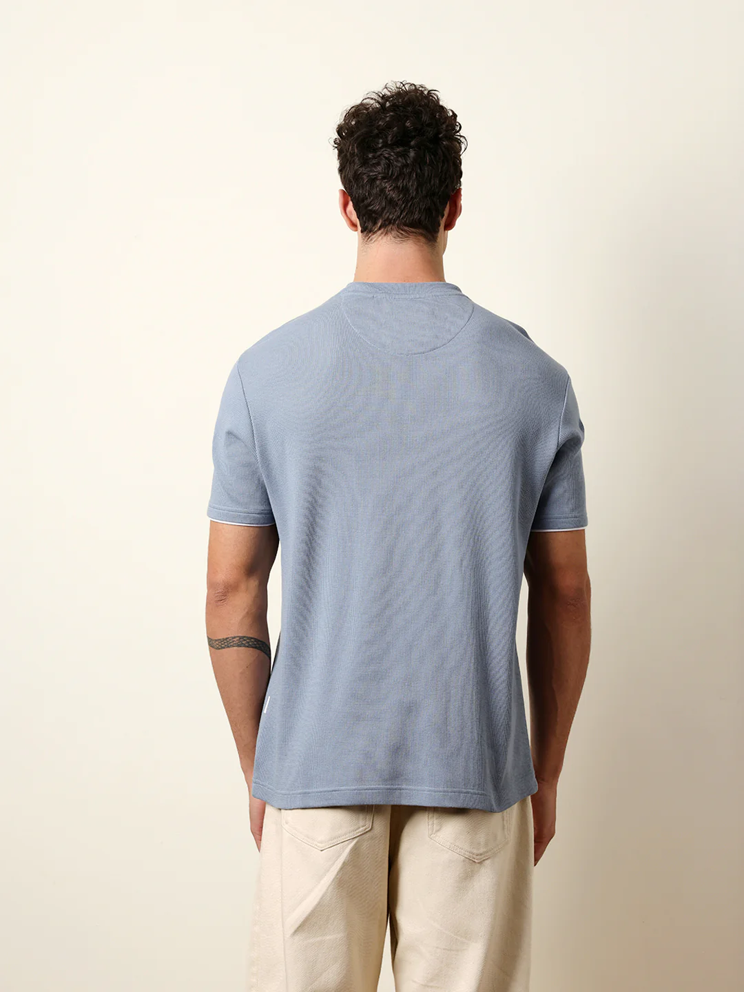 Men Blue Half Sleeve Regular T-Shirt - Image 7