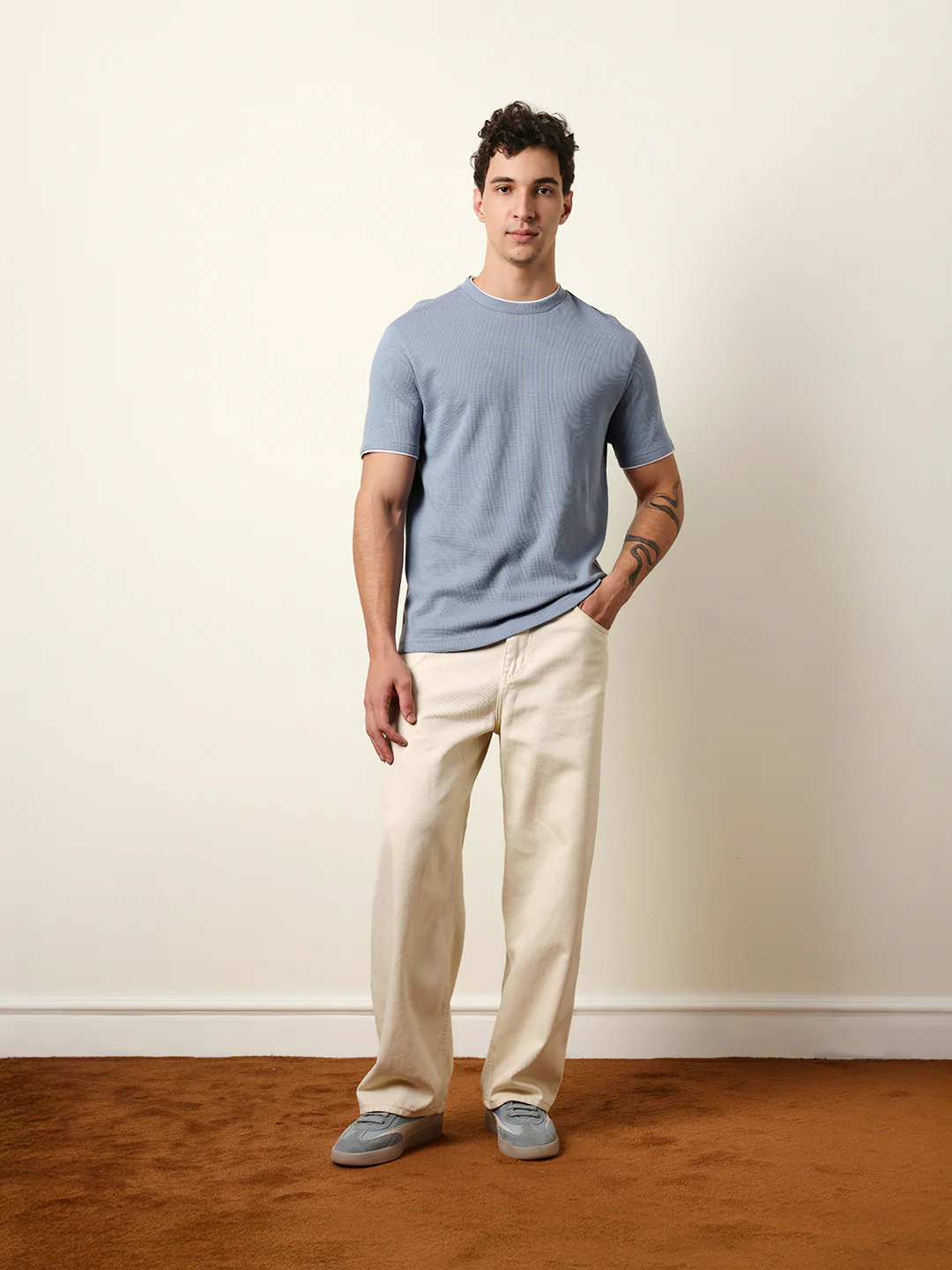 Men Blue Half Sleeve Regular T-Shirt - Image 8