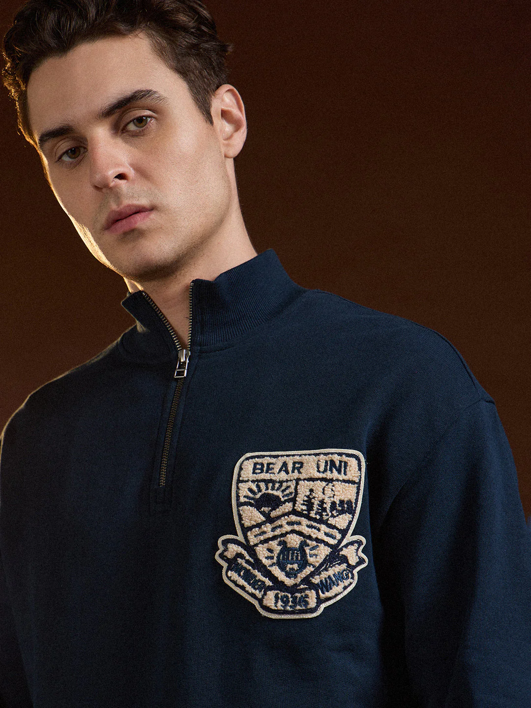 Men Blue Half-Zip Relax Fit Sweatshirt - Image 5