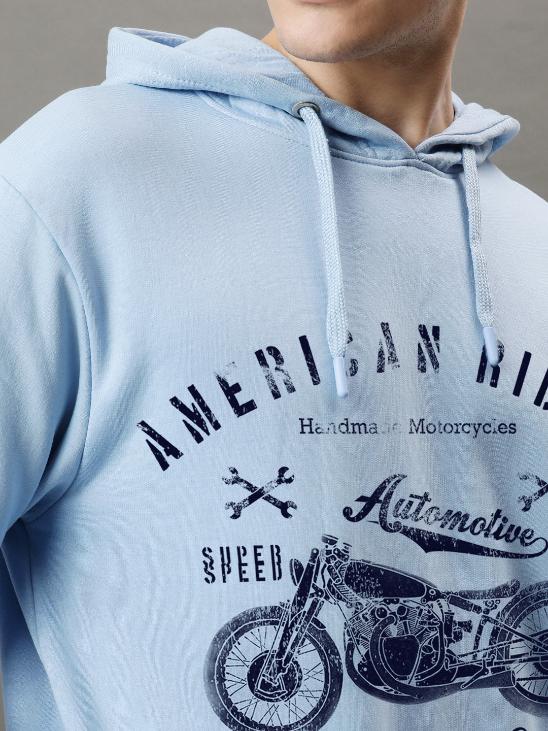 Men Blue Printed Hoodie - Image 4