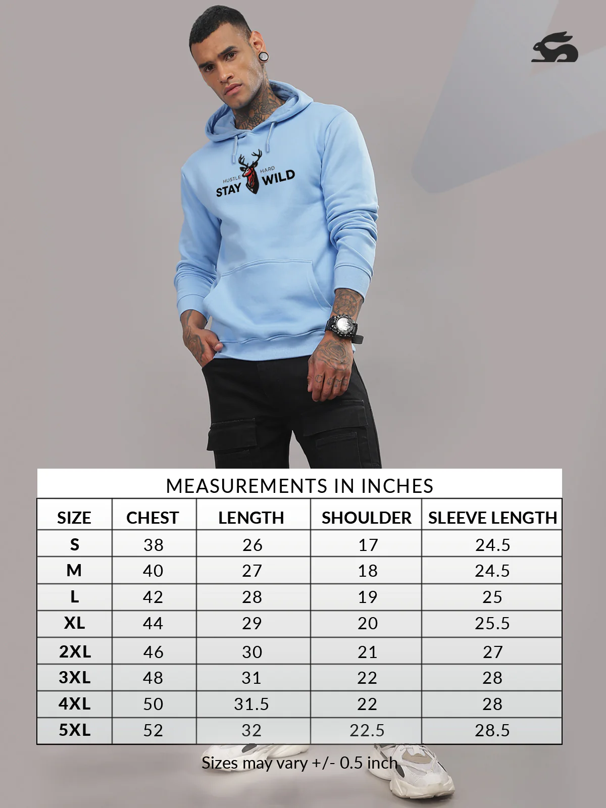 Men Blue Printed Hoodie - Image 4