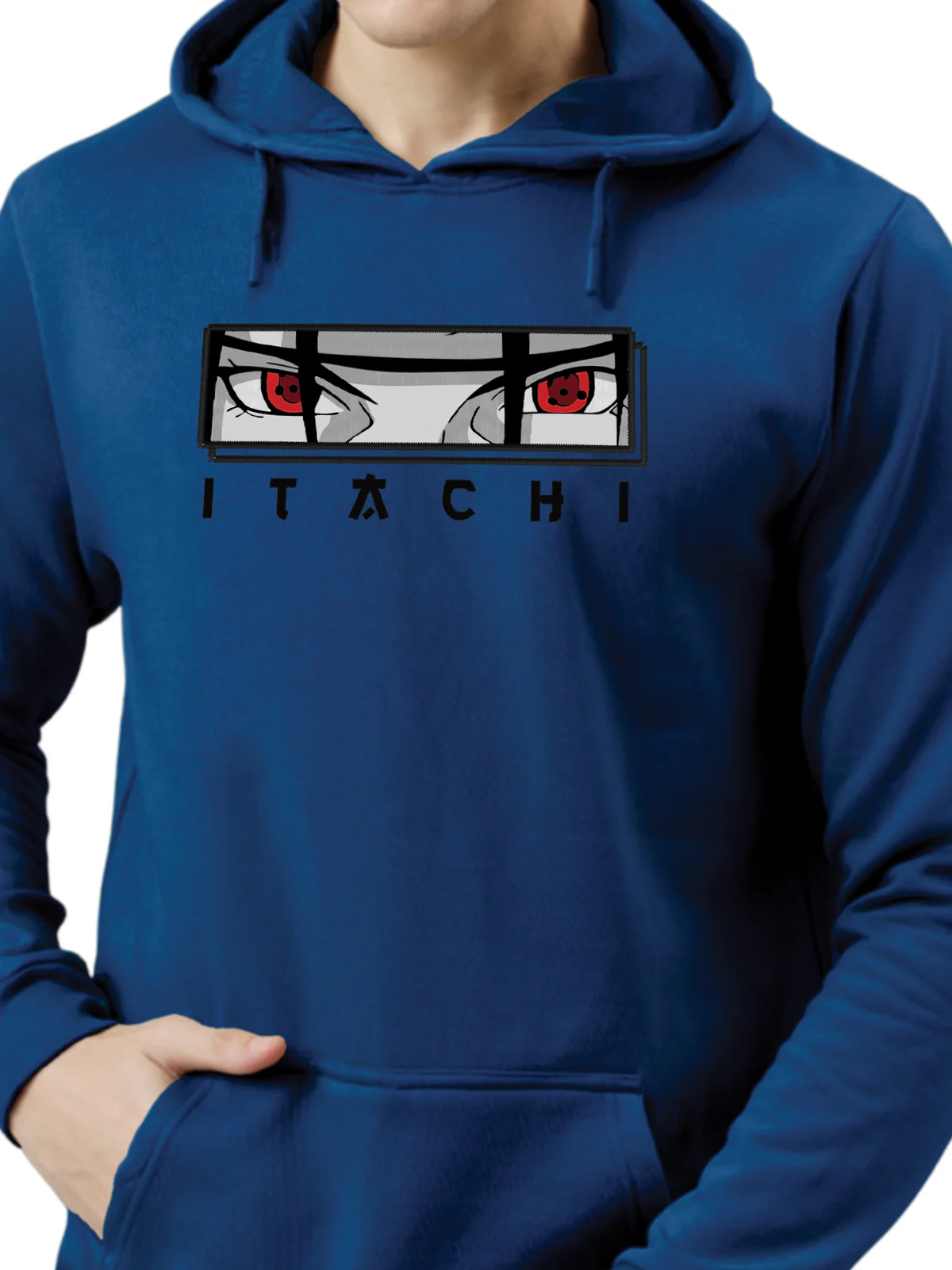 Men Blue Printed Hoodie - Image 3