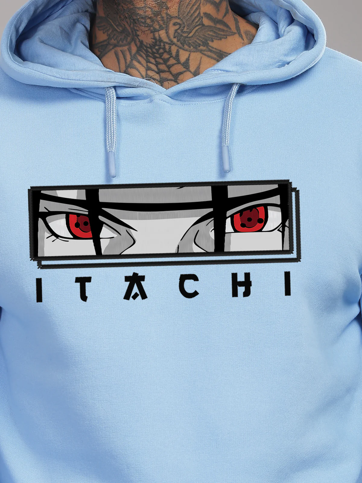Men Blue Printed Hoodie - Image 3