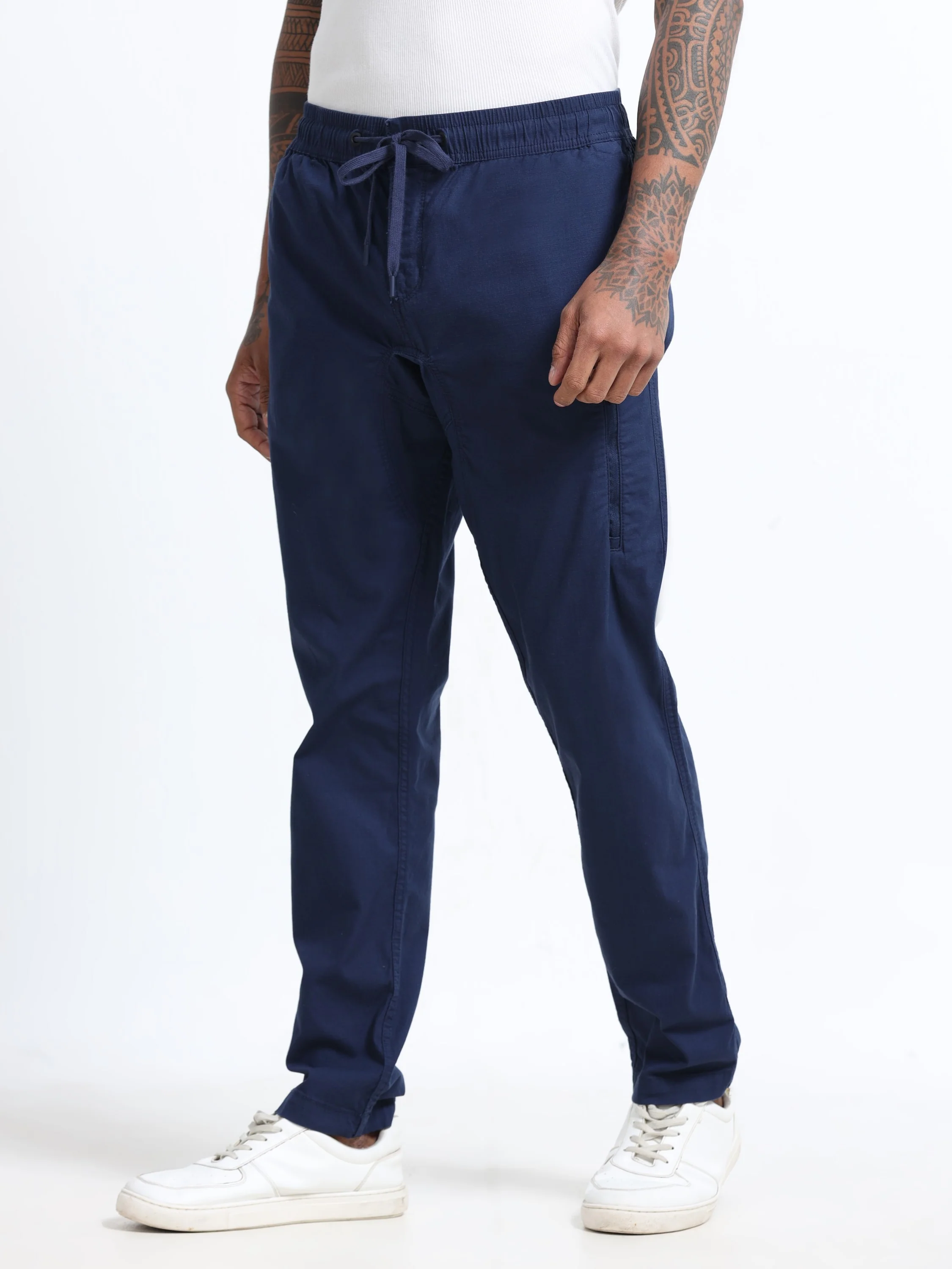 Men Blue Jogger with 5 Pockets Elasticated Waist - Image 3