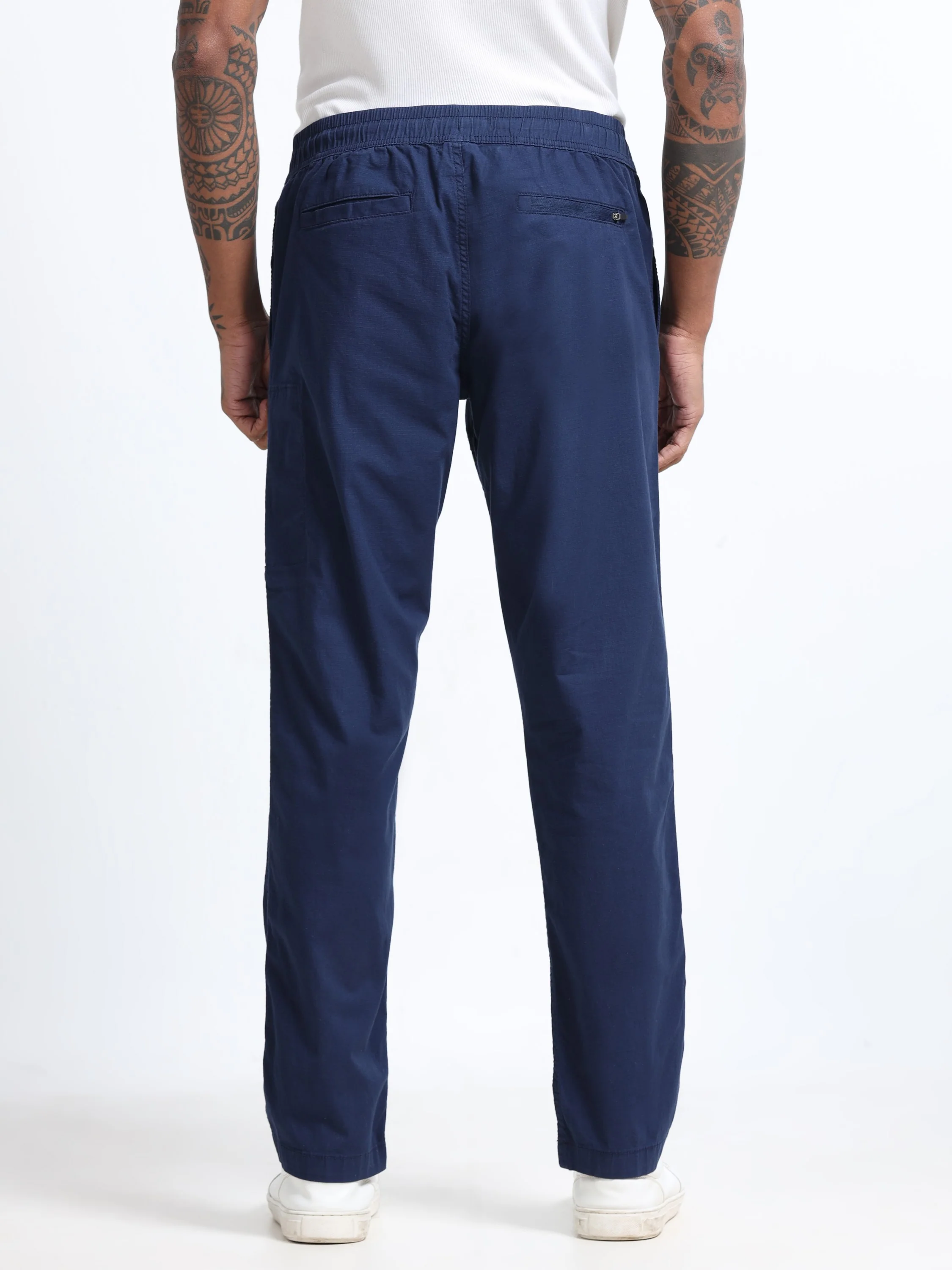 Men Blue Jogger with 5 Pockets Elasticated Waist - Image 4