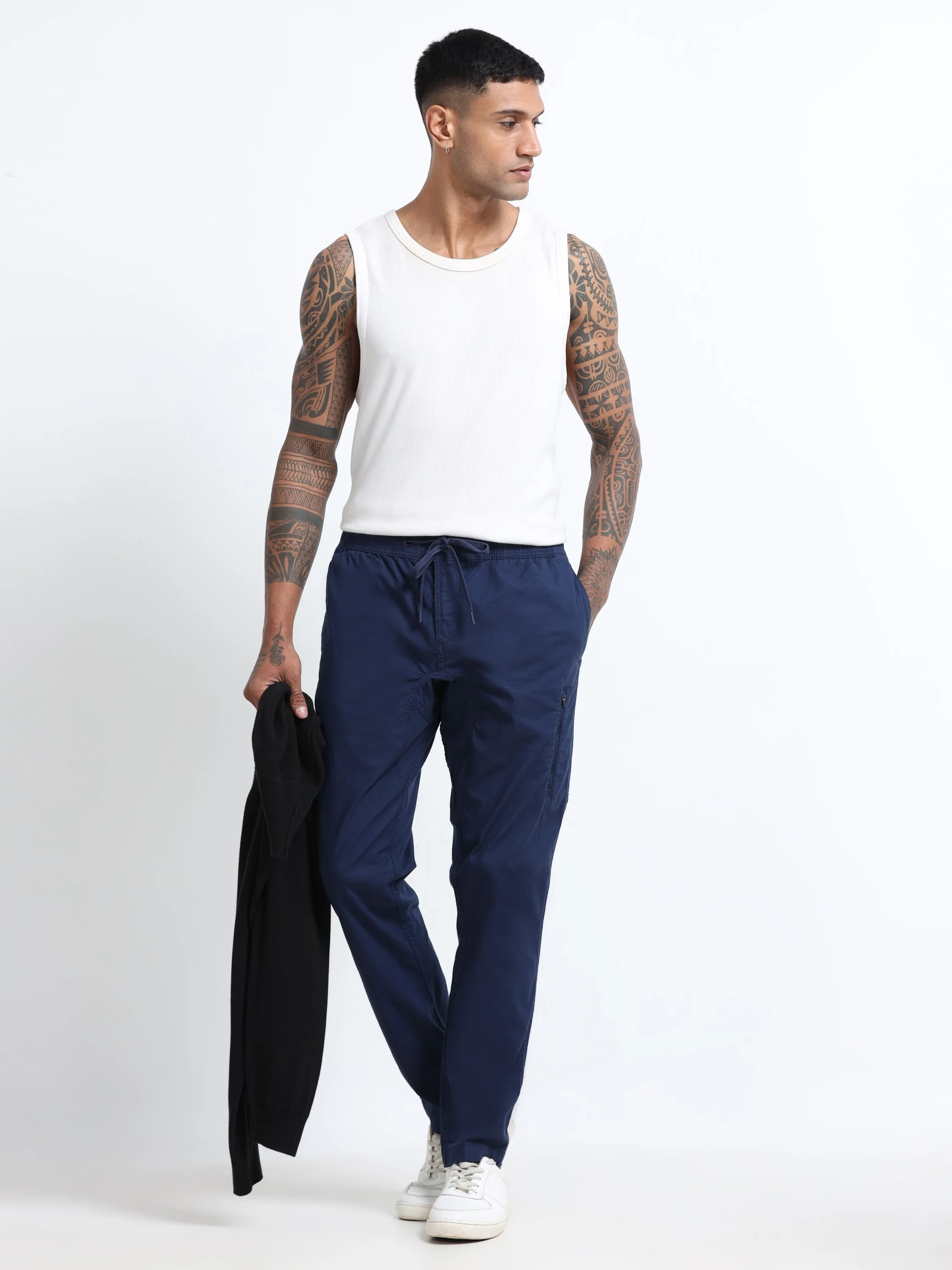 Men Blue Jogger with 5 Pockets Elasticated Waist - Image 7