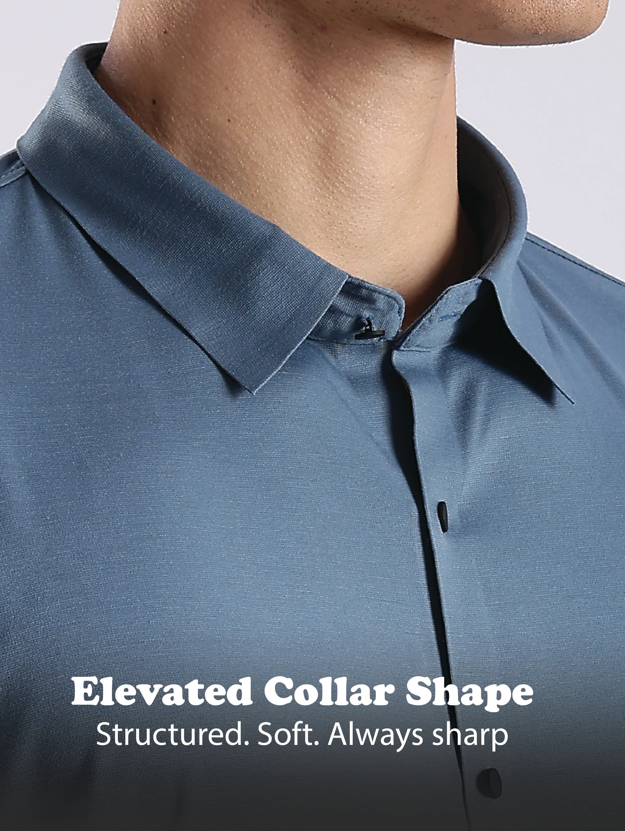 Men Blue Knitted Slim Fit Shirt - Image 11