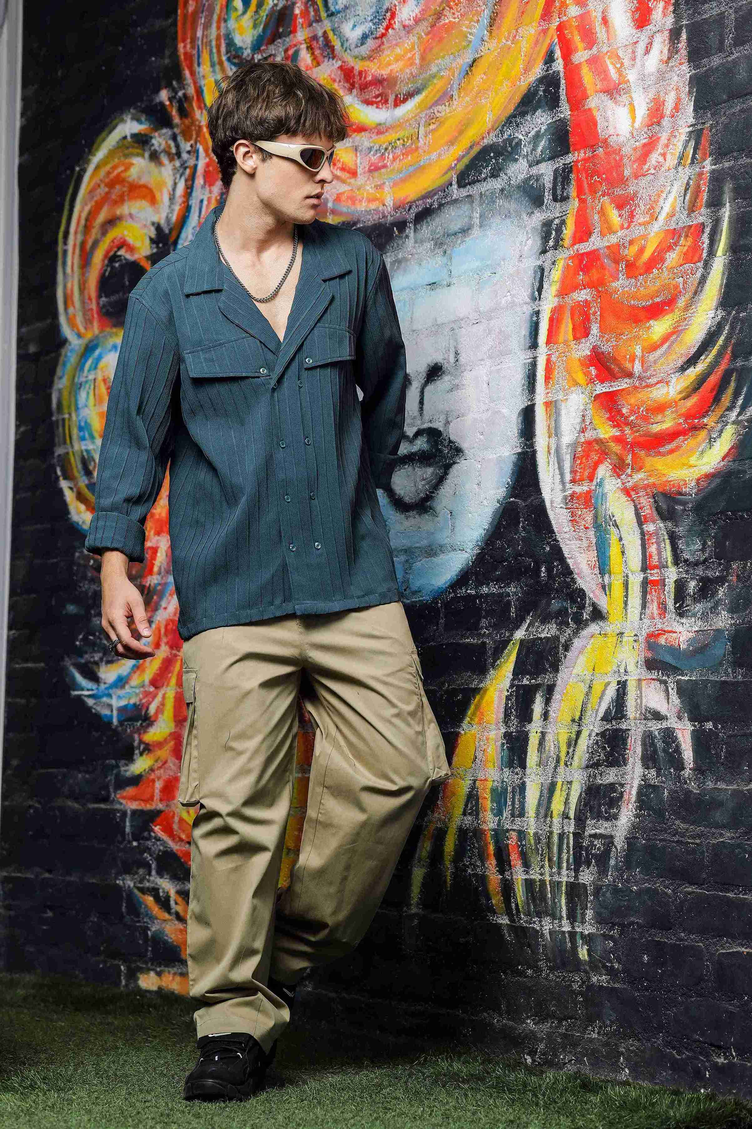 Men Blue Korean Shirt - Image 10