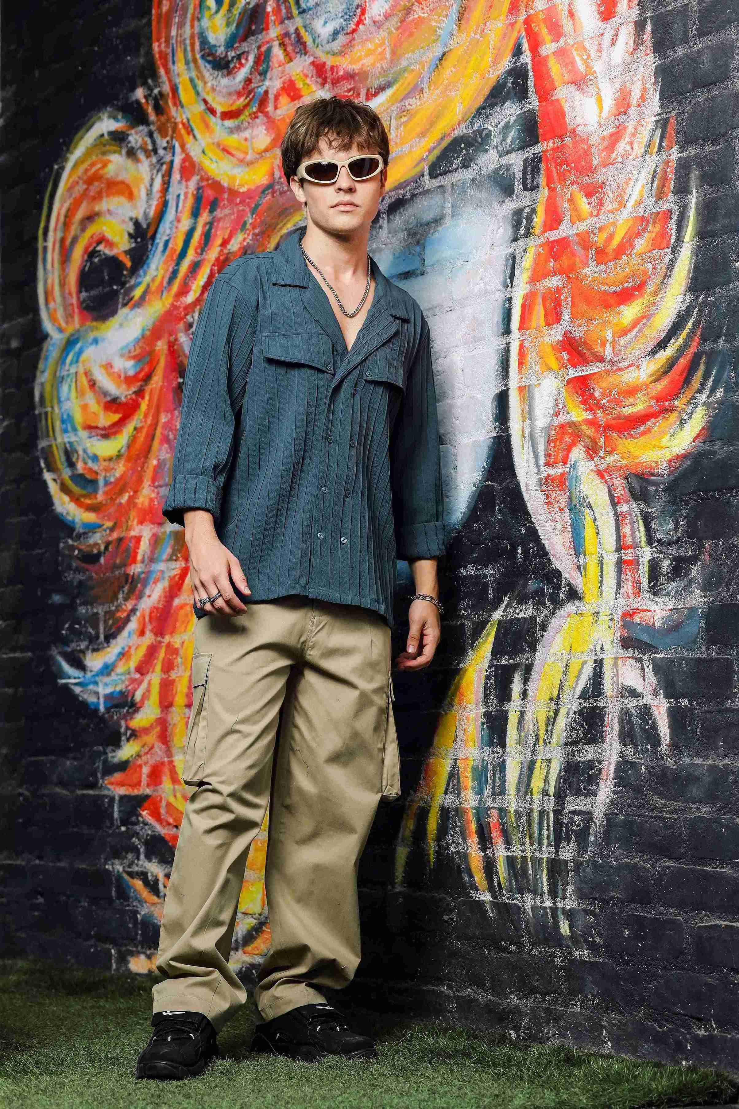 Men Blue Korean Shirt - Image 7