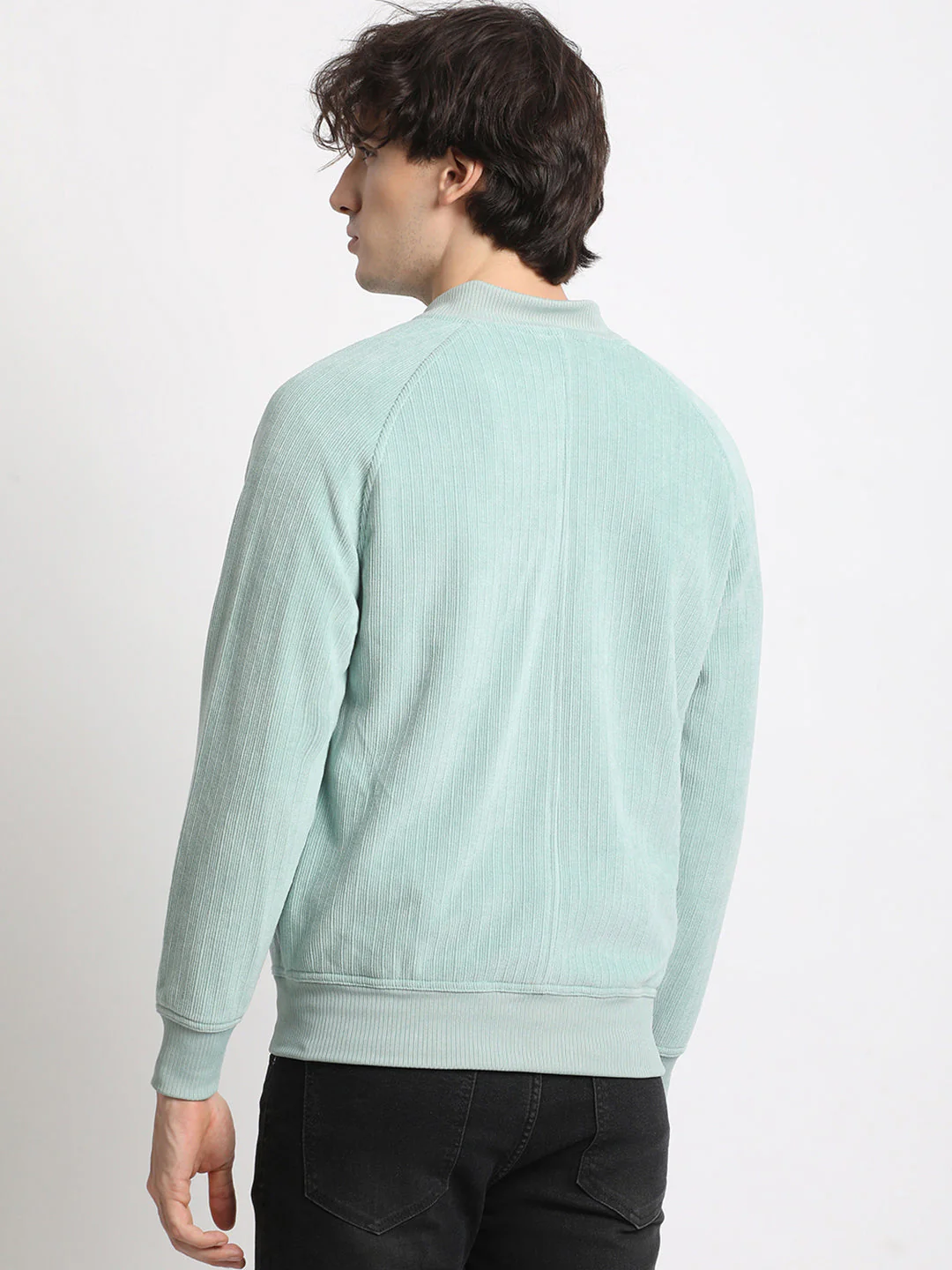 Men  Blue Lightweight Bomber Jacket - Image 4