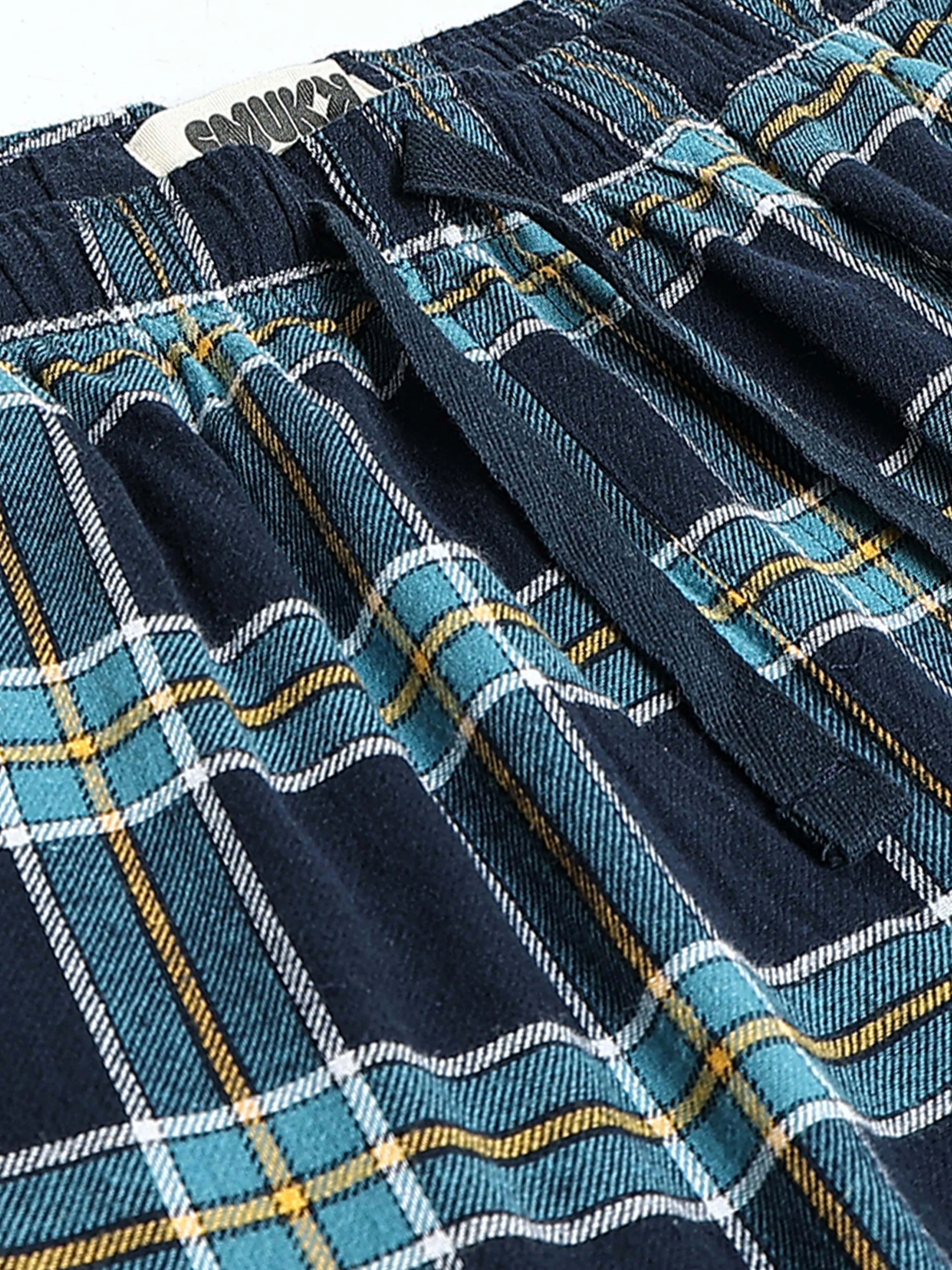 Men Blue Check Lounge Pants - Image 4