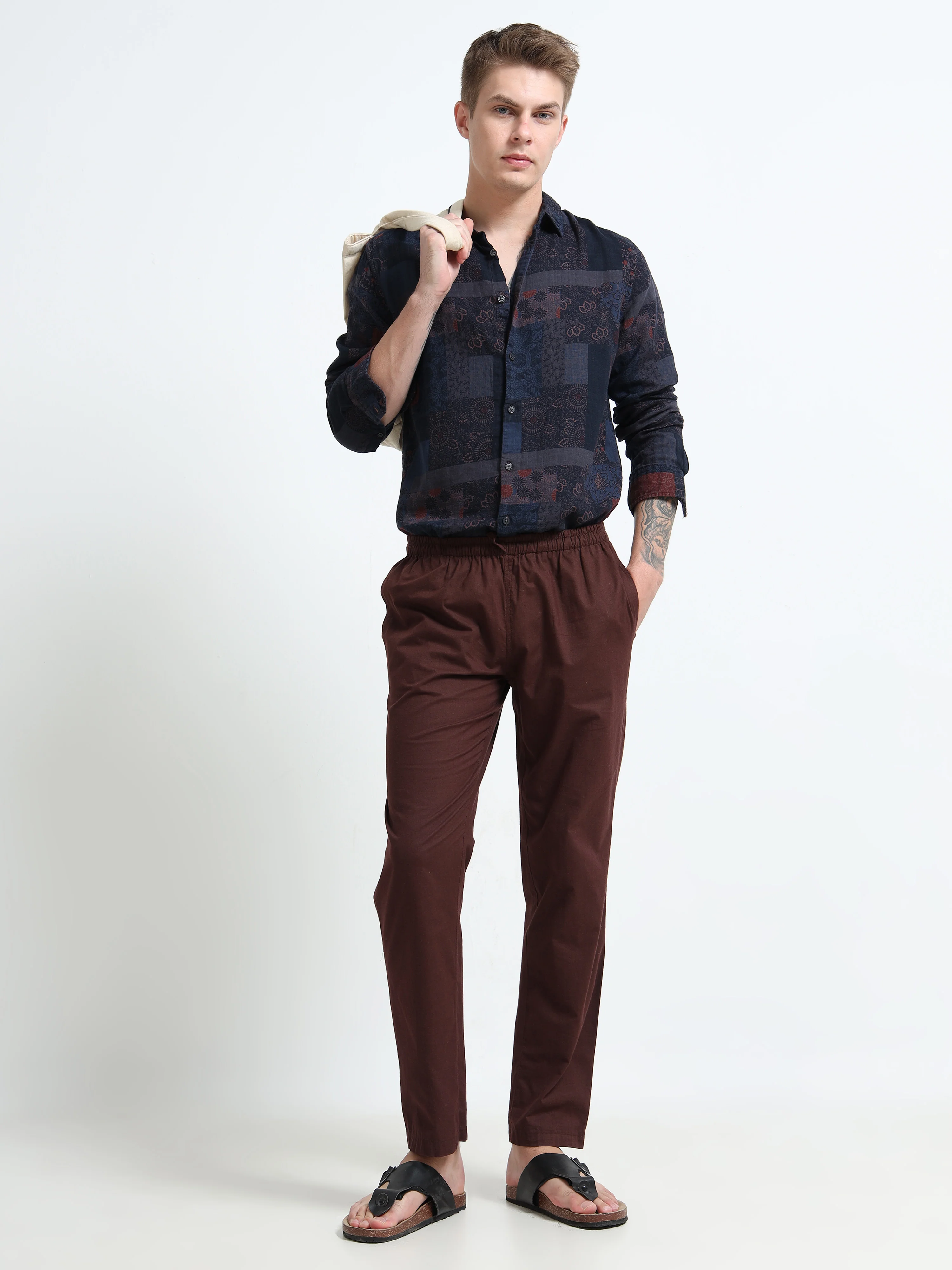 Men Blue Multi Patch Print Shirt - Image 6