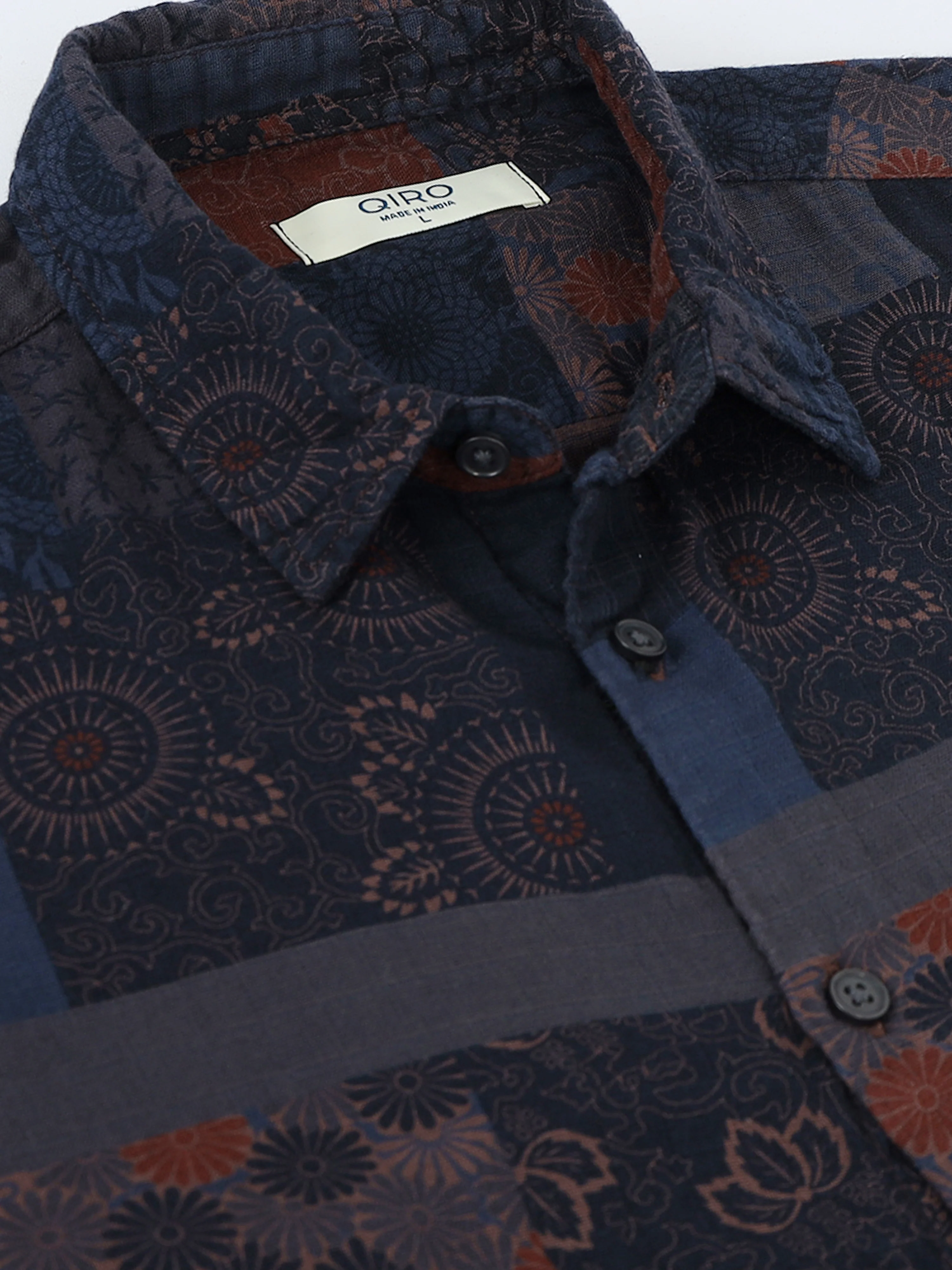 Men Blue Multi Patch Print Shirt - Image 7