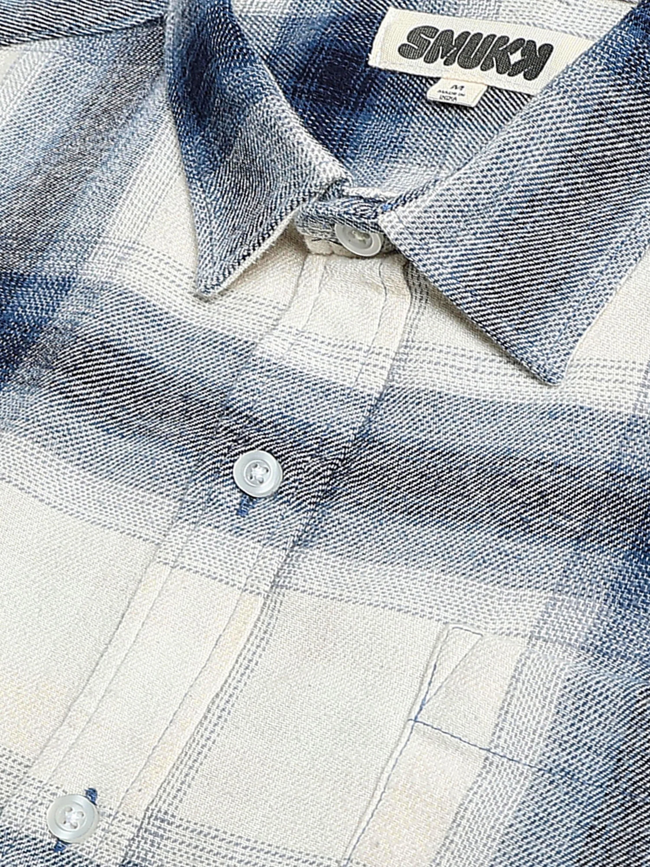 Men Blue & White Check Shirt - Image 4