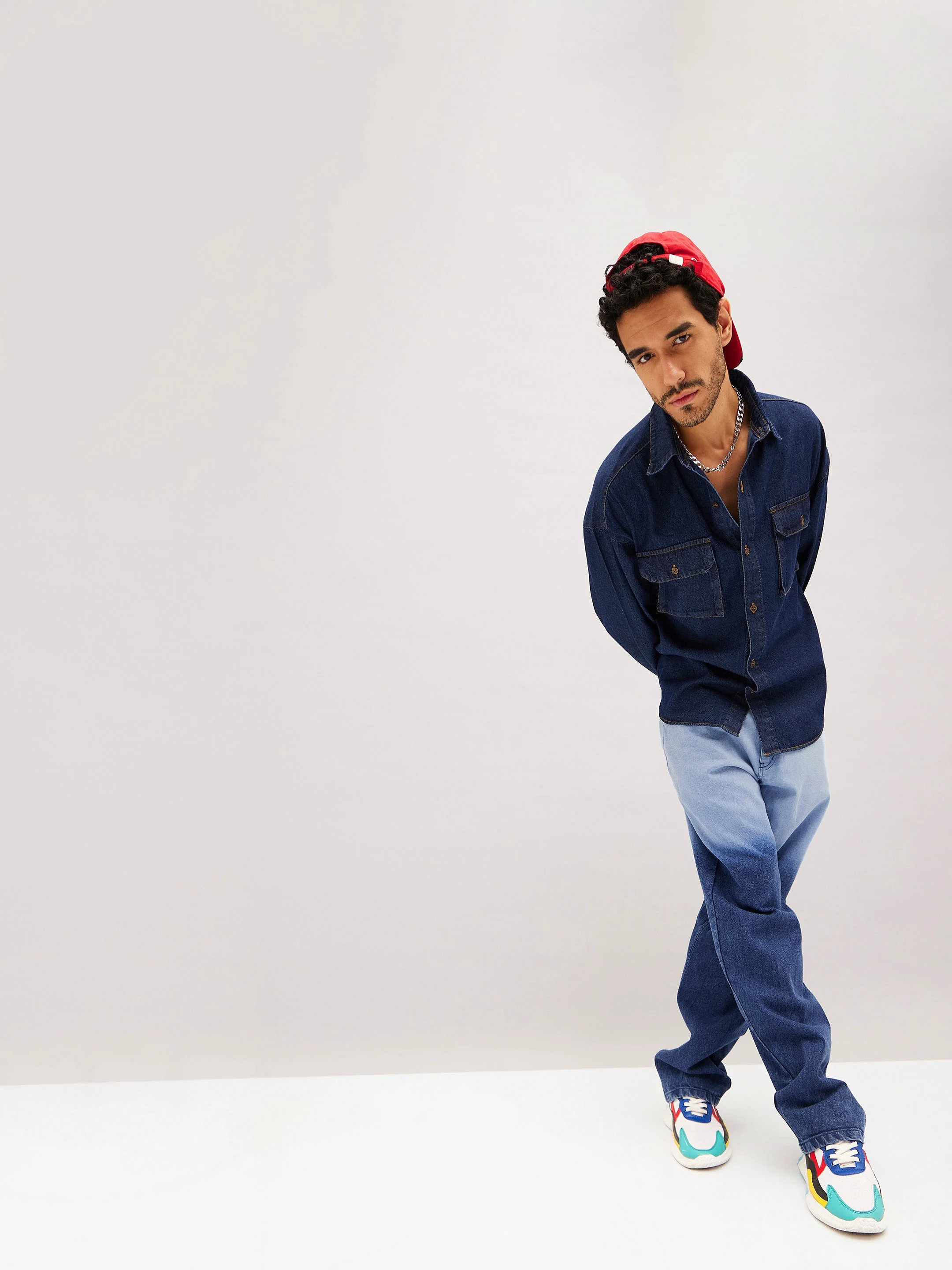Men Blue Ombre Relax Fit Jeans - Image 6