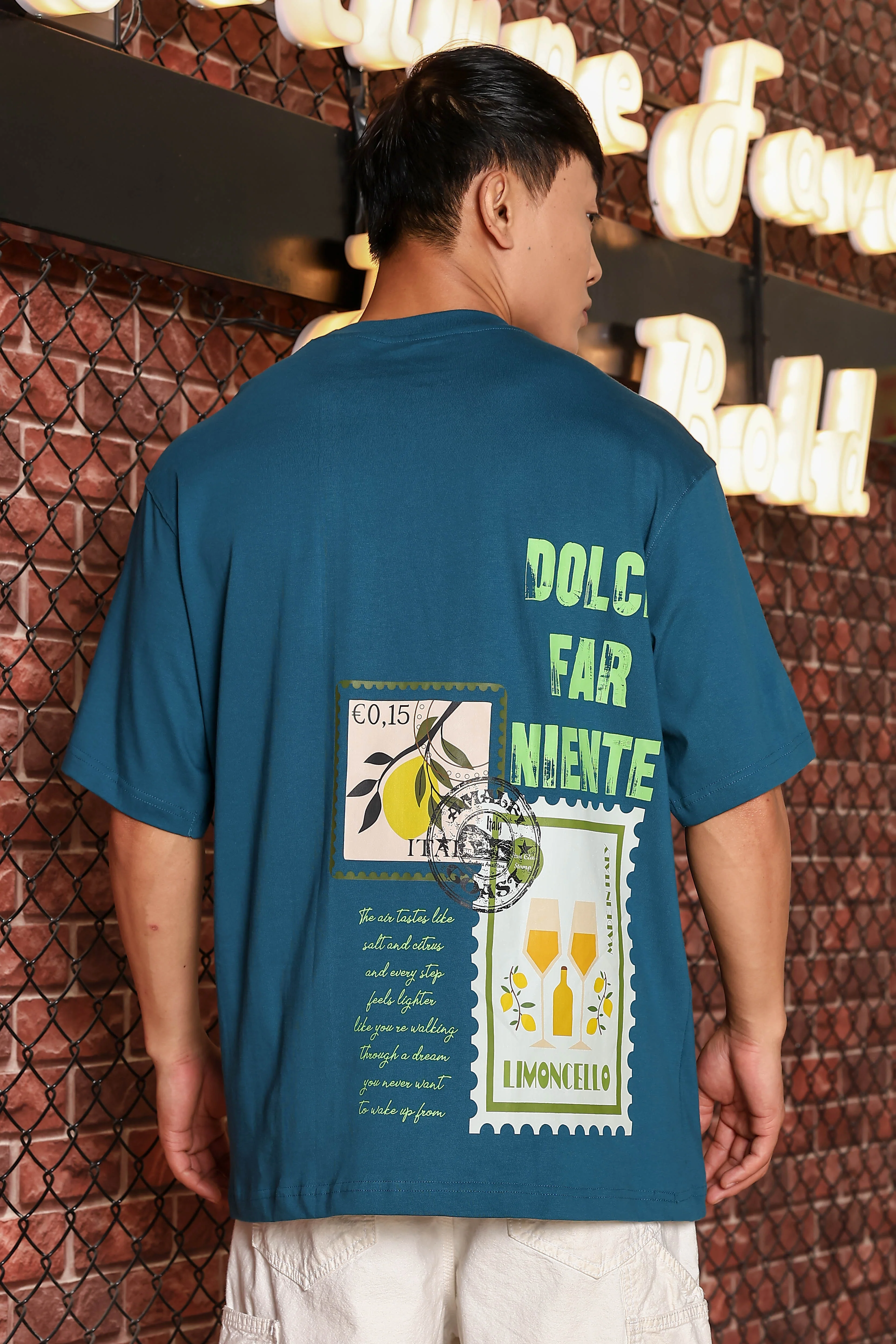 Men Blue Oversized Printed T-shirt - Image 2