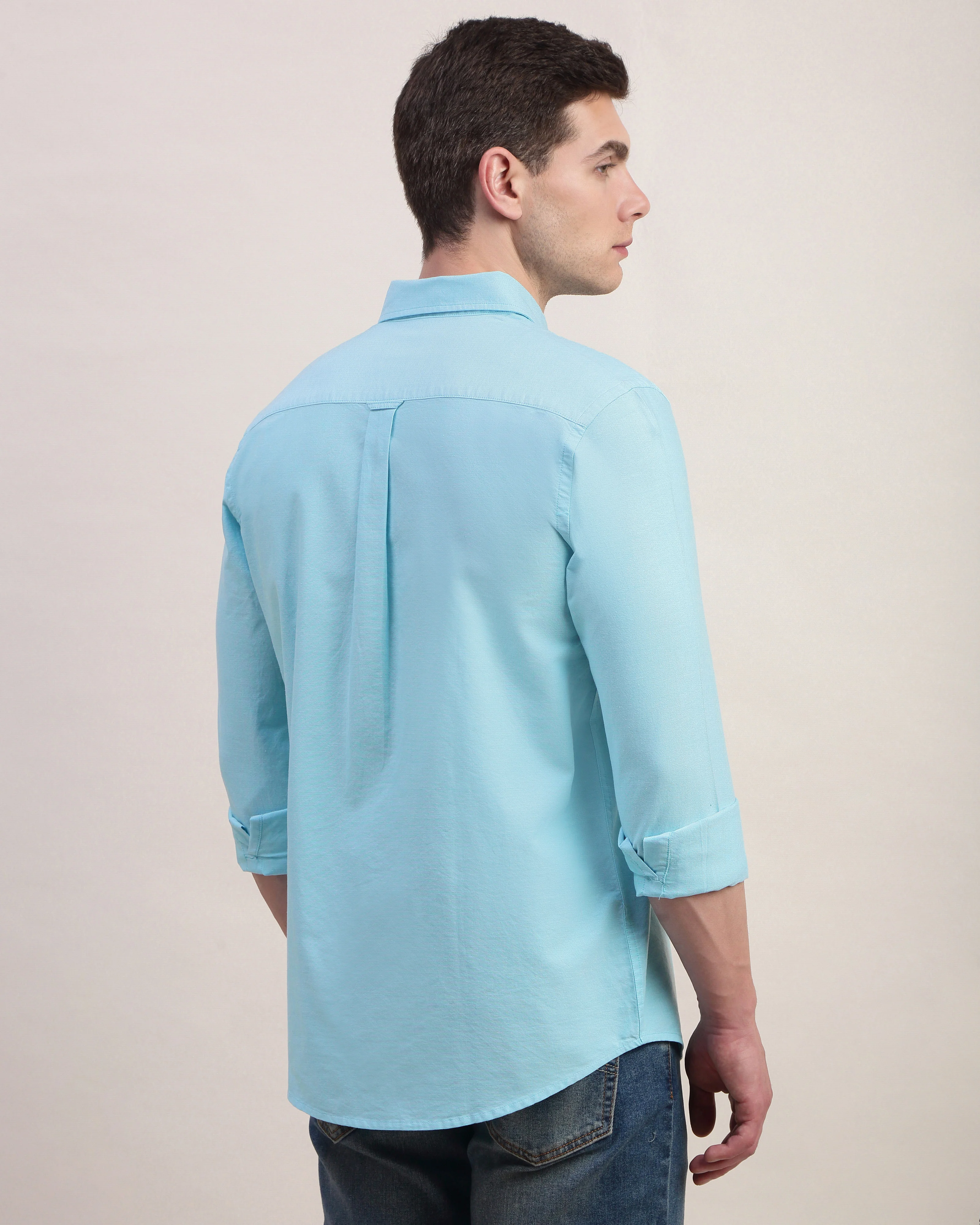 Men Blue Oxford Shirt - Image 2