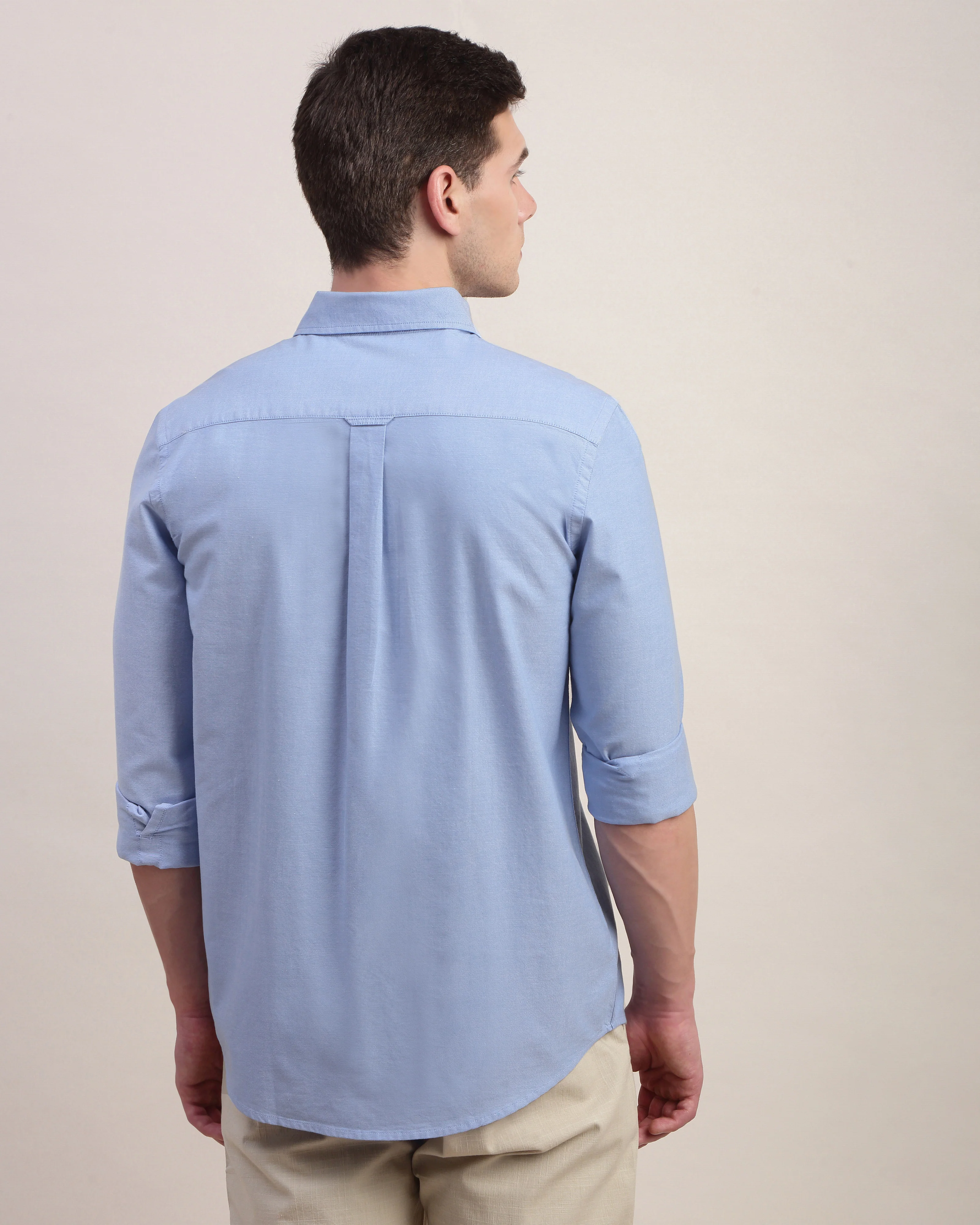 Men Blue Oxford Shirt - Image 2