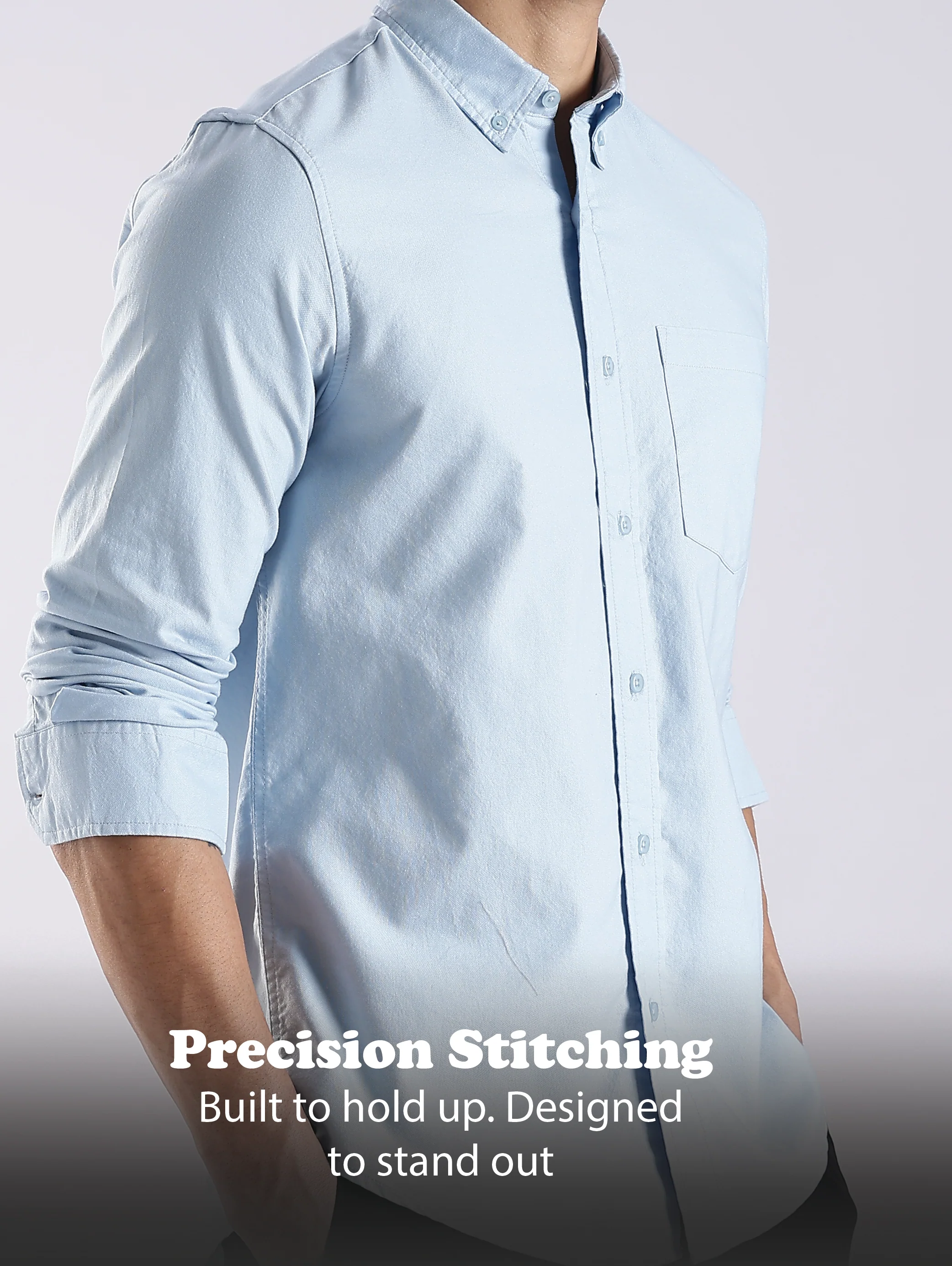 Men Blue Oxford Solid Shirt - Image 12
