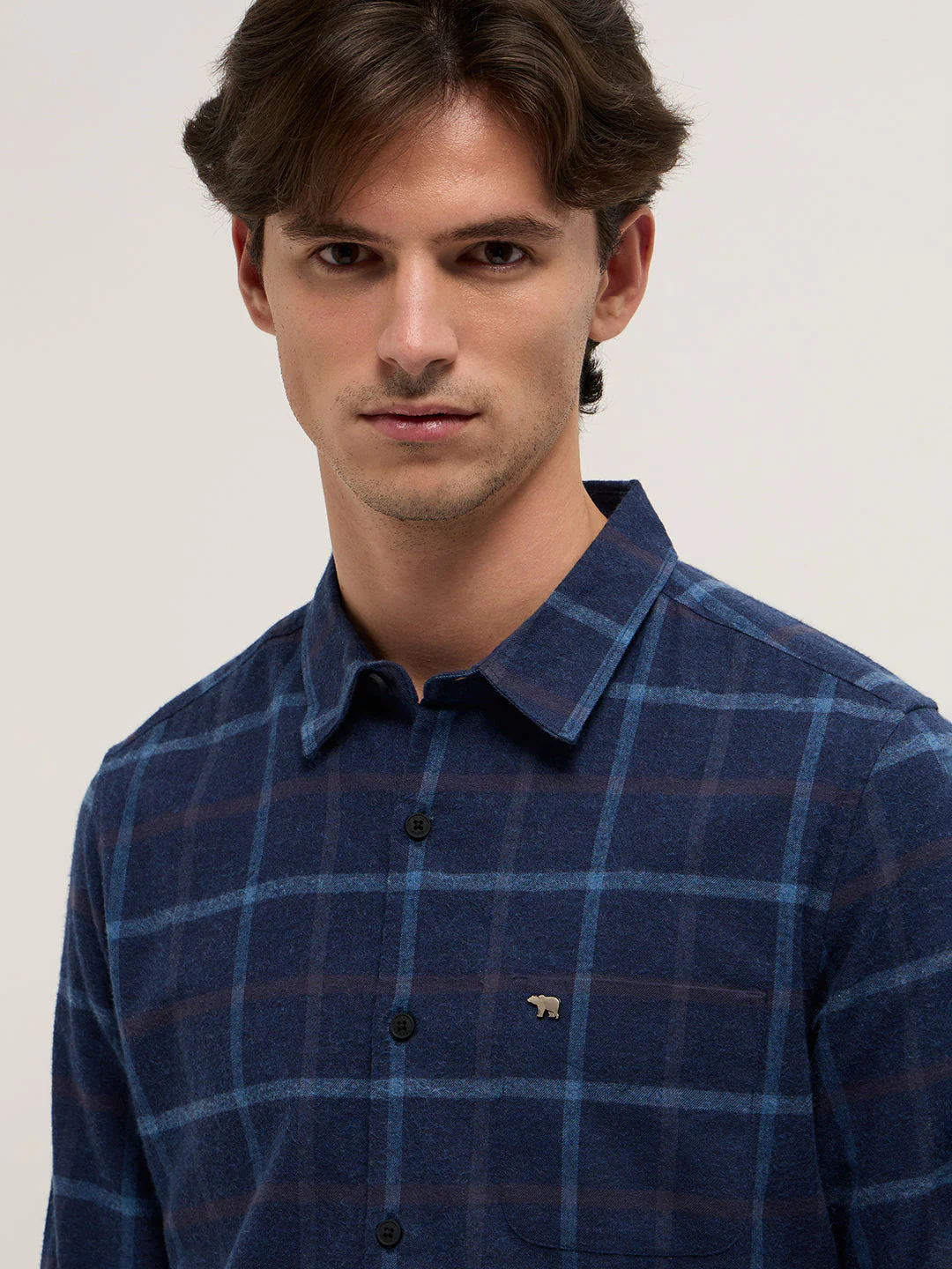 Men Blue Plaid Checks Design Slim Fit Casual Shirt - Image 5
