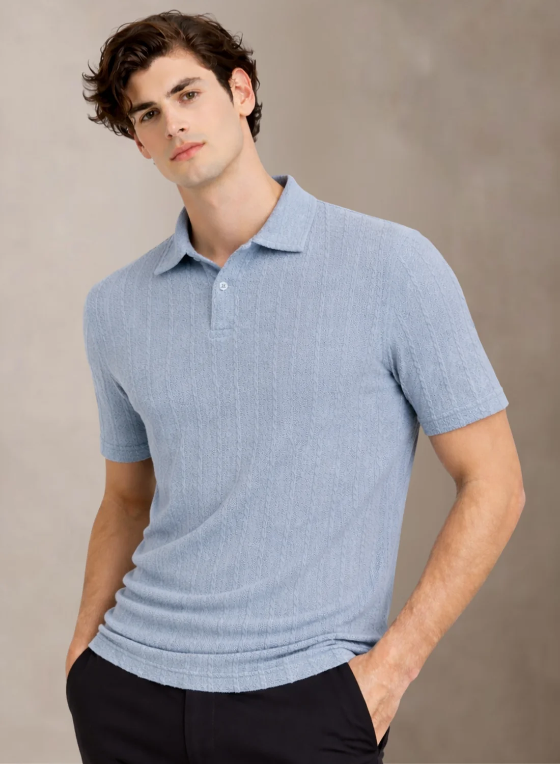 Men Blue Polo T-Shirt - Image 4