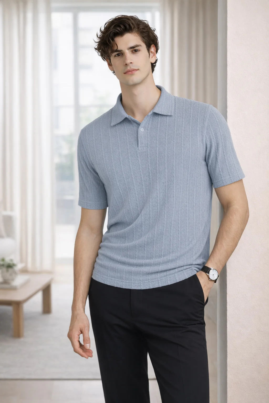 Men Blue Polo T-Shirt - Image 5