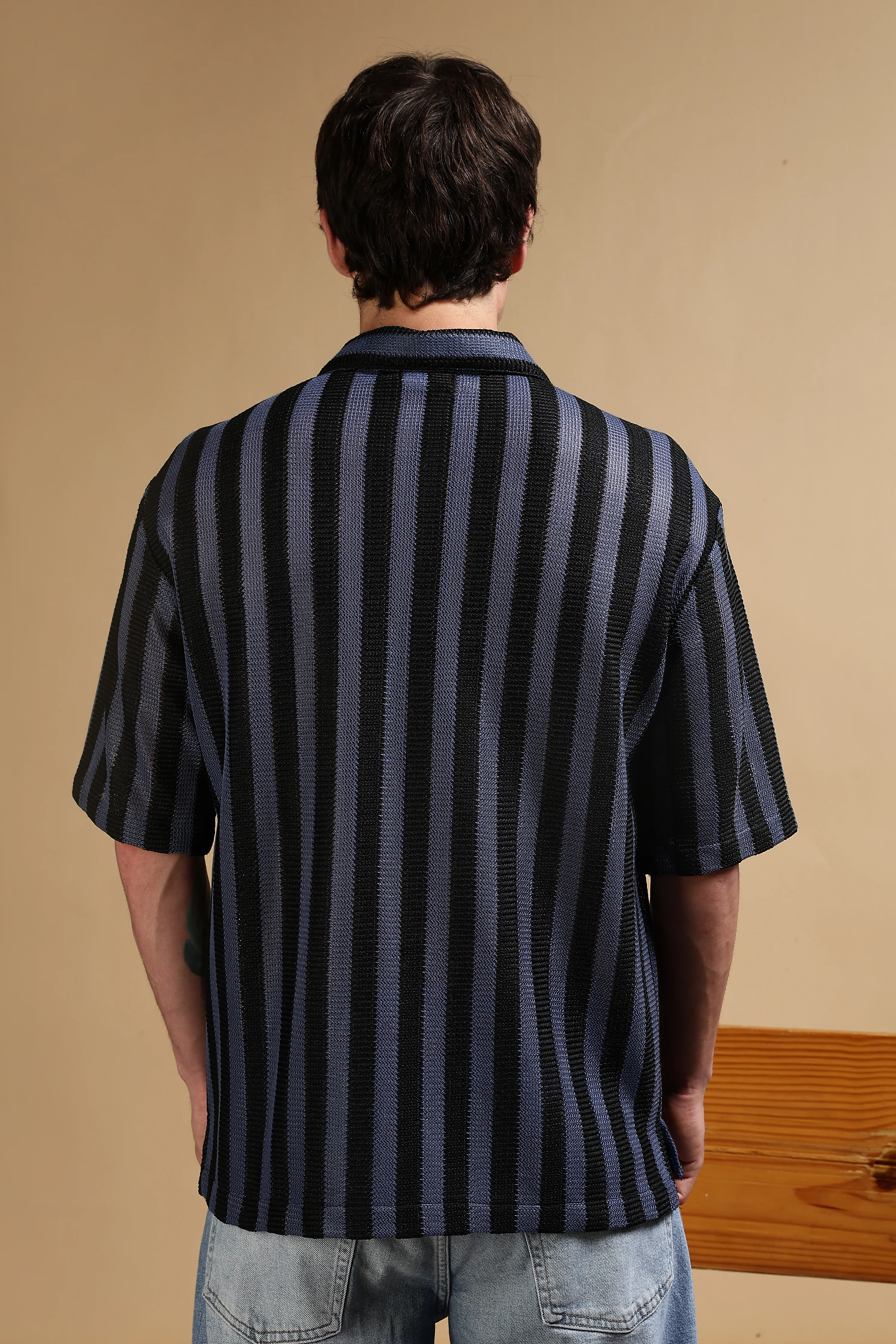 Men Blue Polyester Croatia Striped Shirt - Image 4