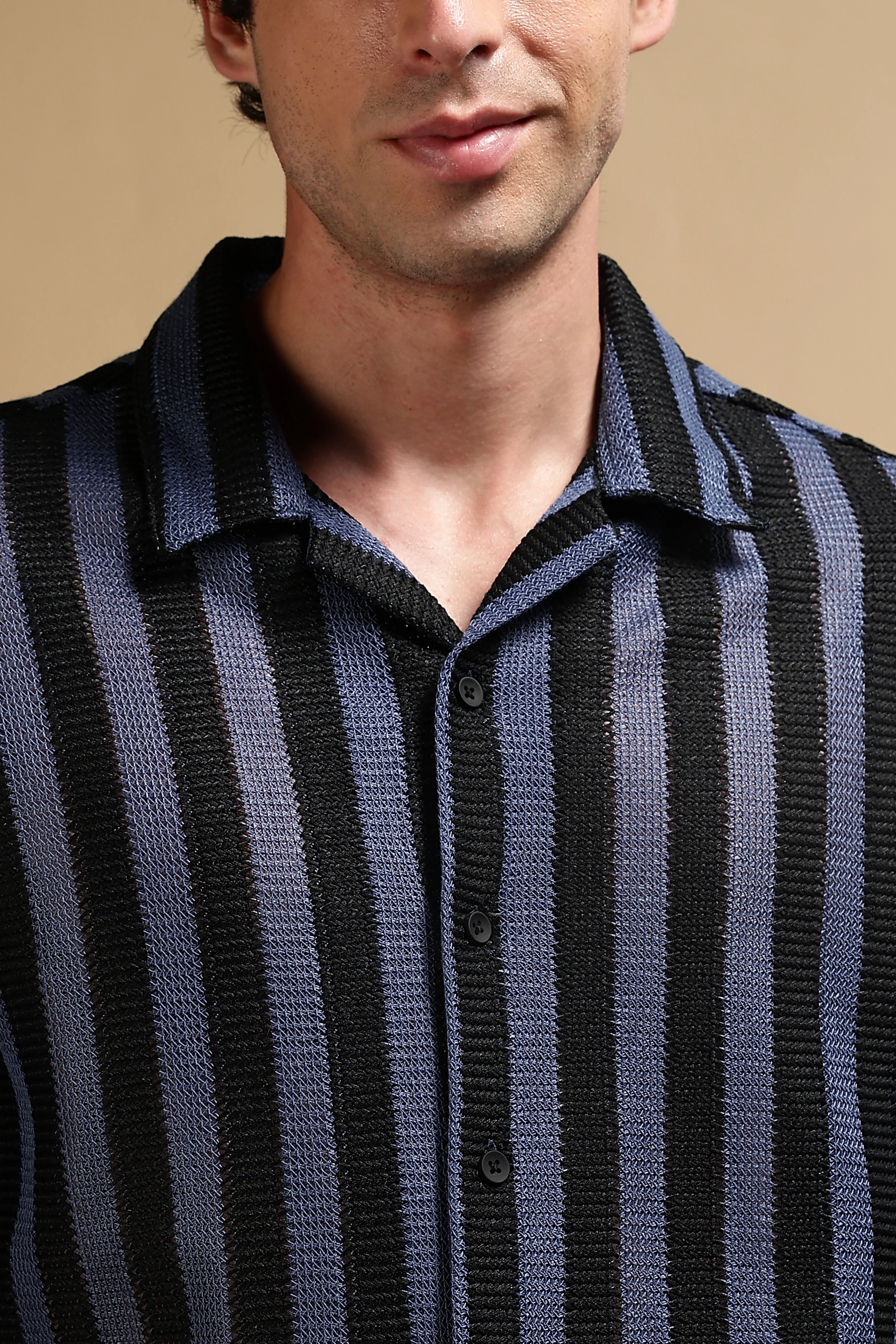 Men Blue Polyester Croatia Striped Shirt - Image 6