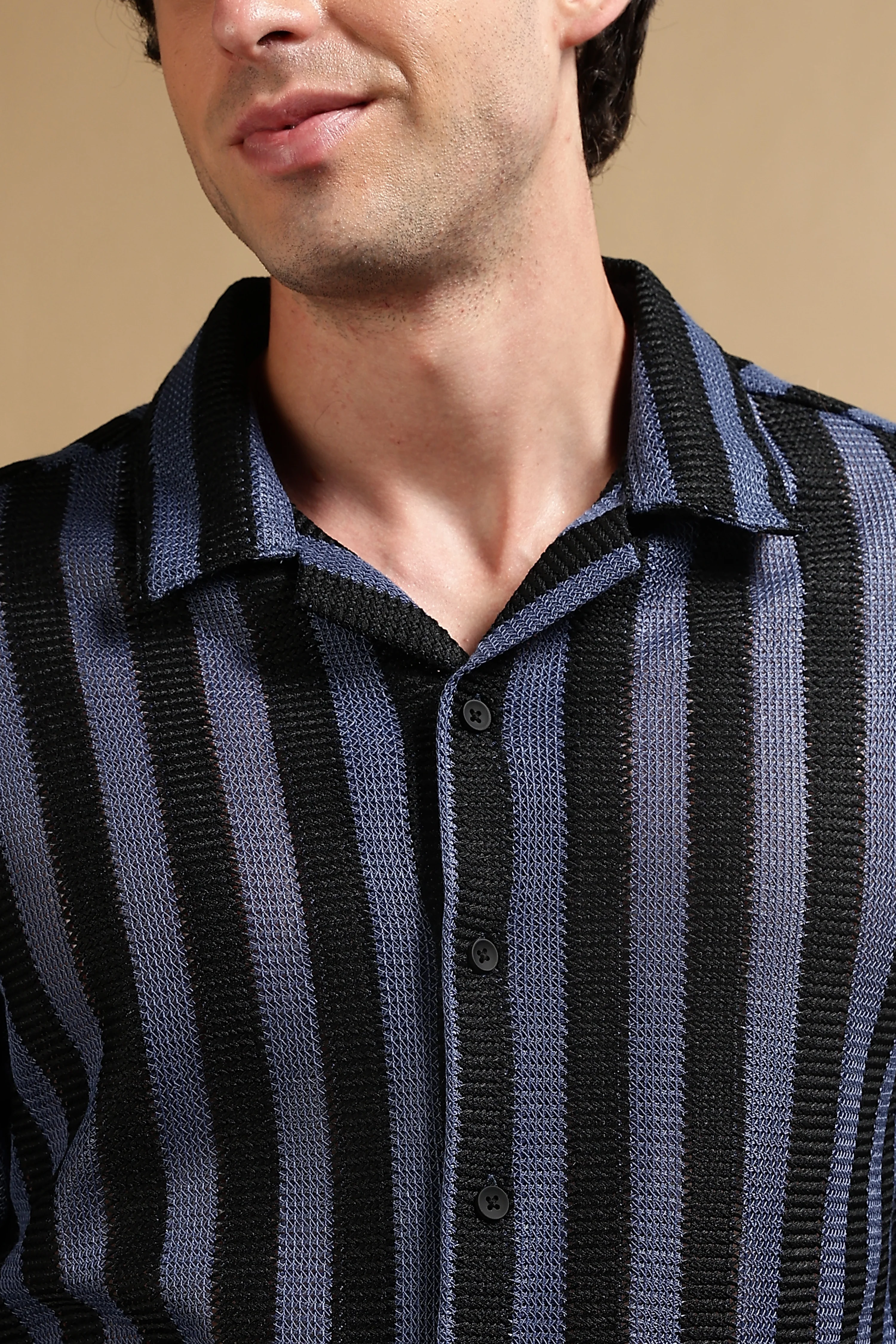 Men Blue Polyester Croatia Striped Shirt - Image 8
