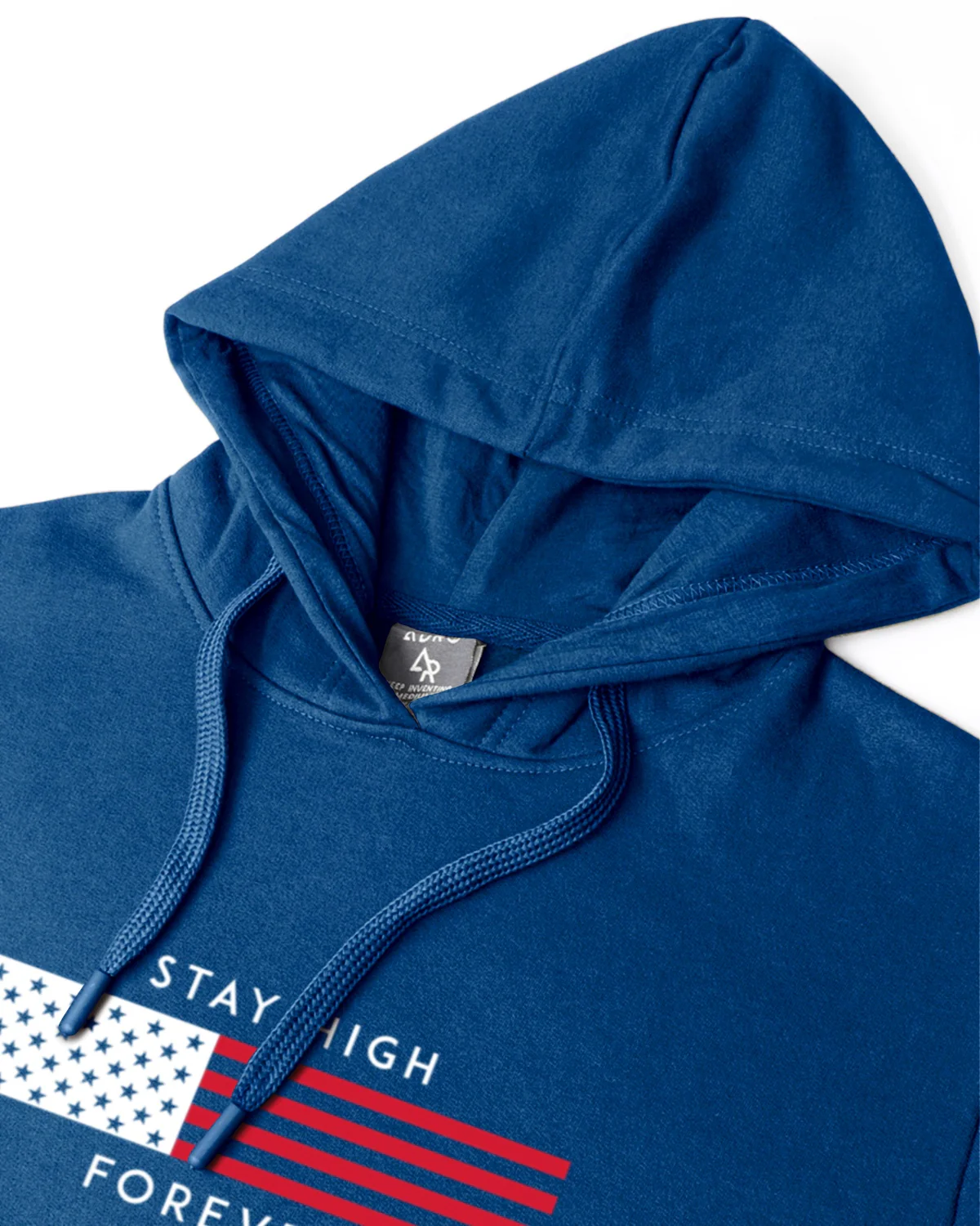 Men Blue Printed Cotton Hoodie - Image 4
