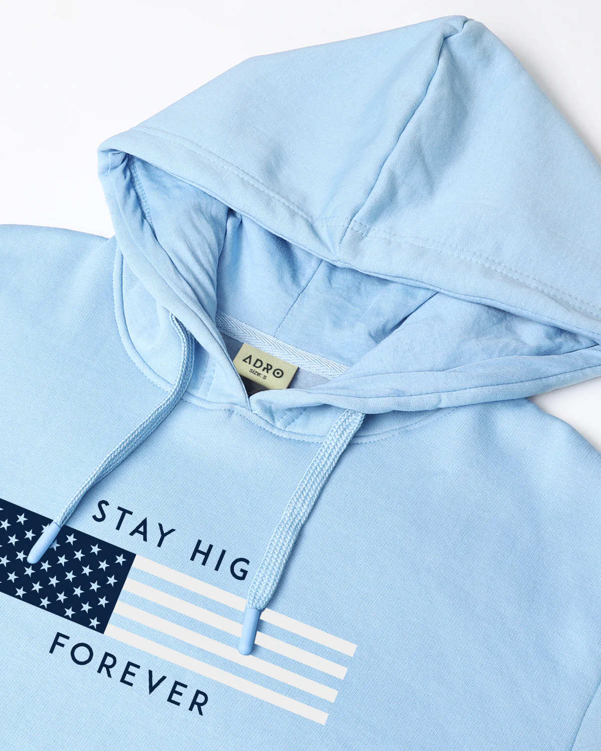 Men Blue Printed Cotton Hoodie - Image 6