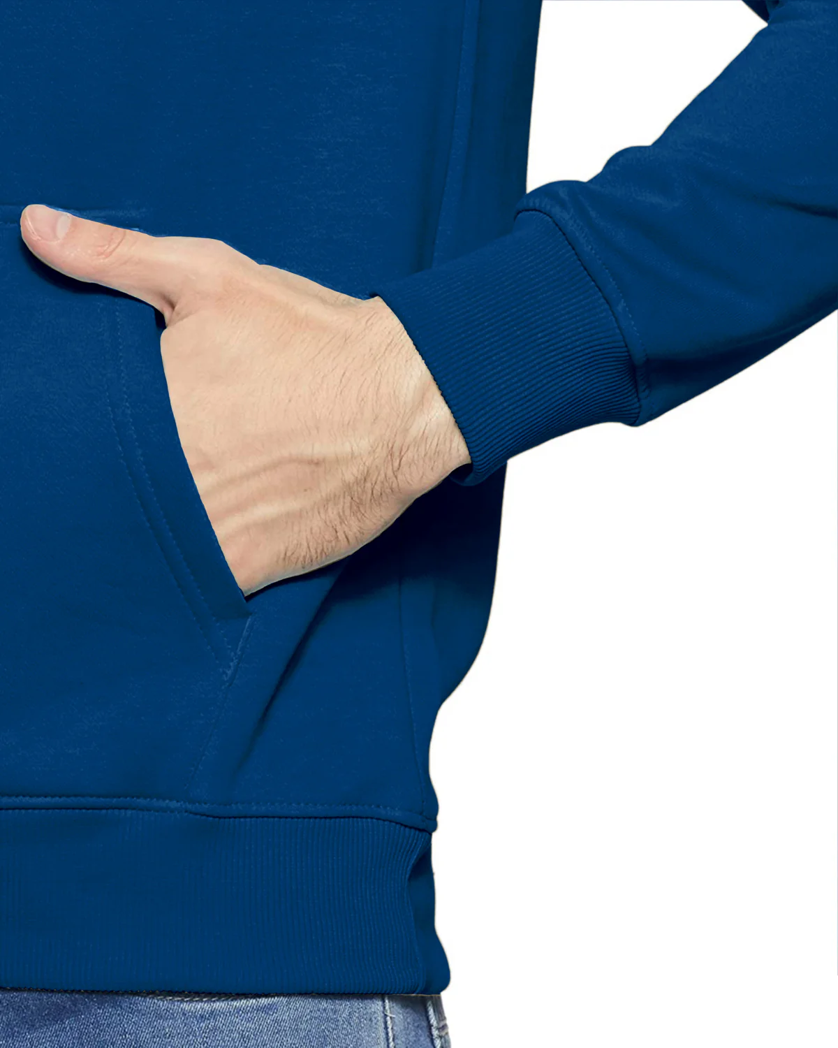 Men Blue Printed Cotton Hoodie - Image 4