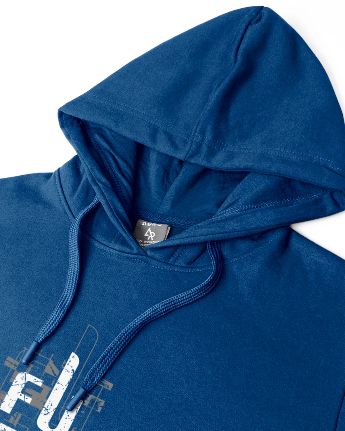 Men Blue Printed Cotton Hoodie - Image 5