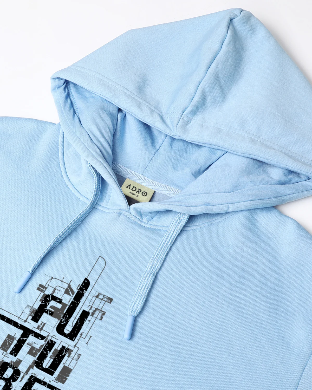 Men Blue Printed Cotton Hoodie - Image 5