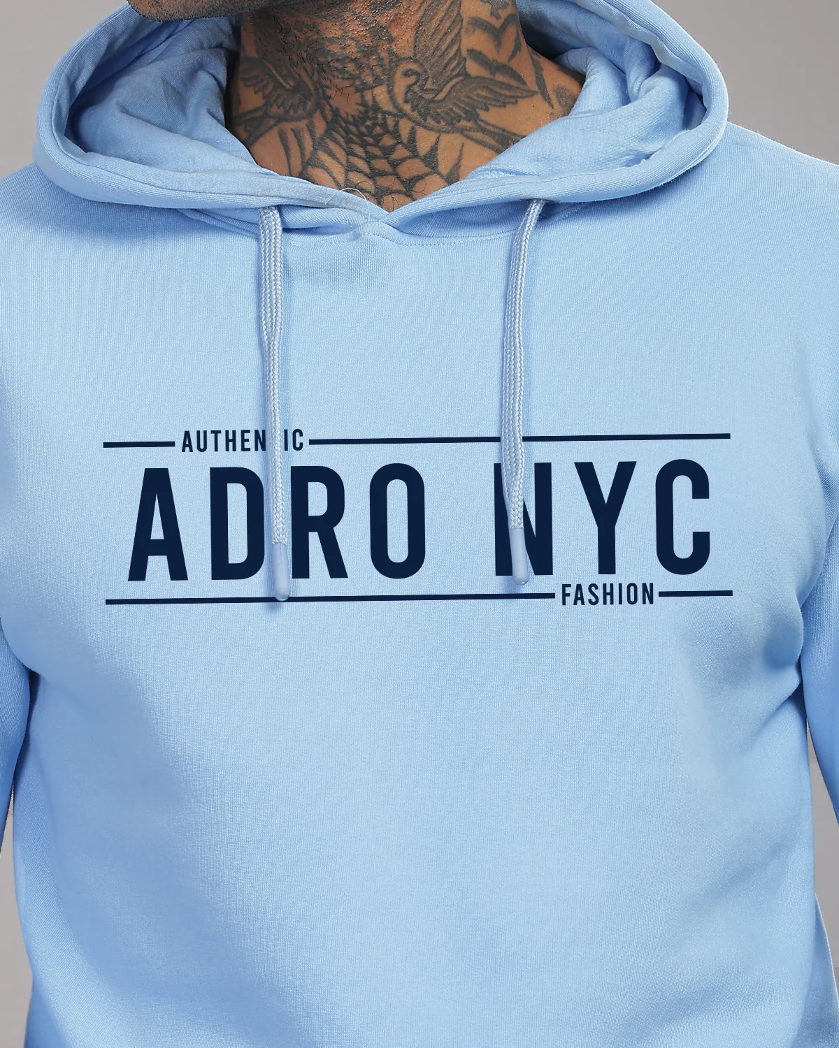 Men Blue Printed Hoodie - Image 2