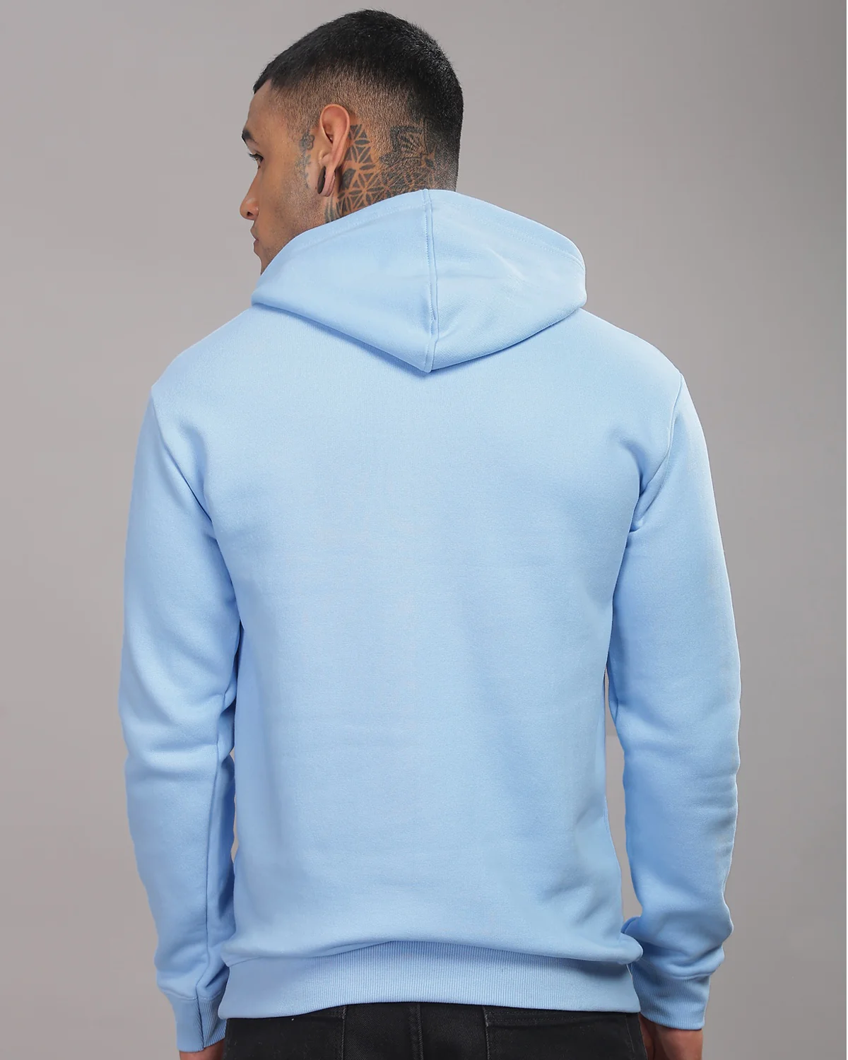 Men Blue Printed Hoodie - Image 3