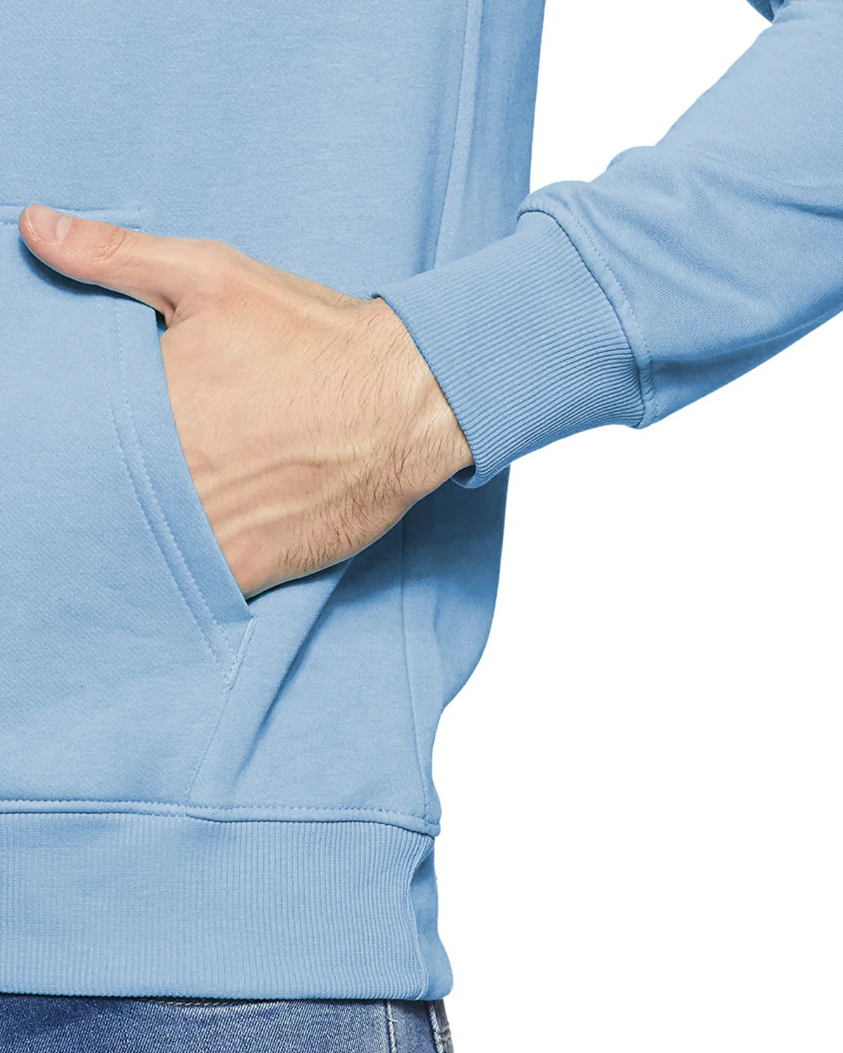 Men Blue Printed Hoodie - Image 4