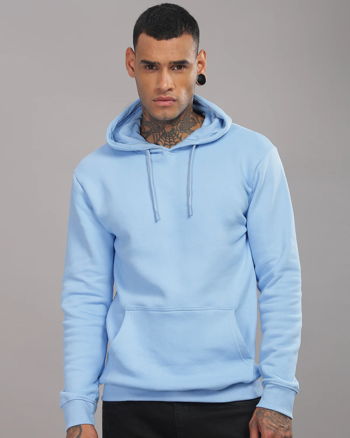 Men Blue Printed Hoodie - Image 2